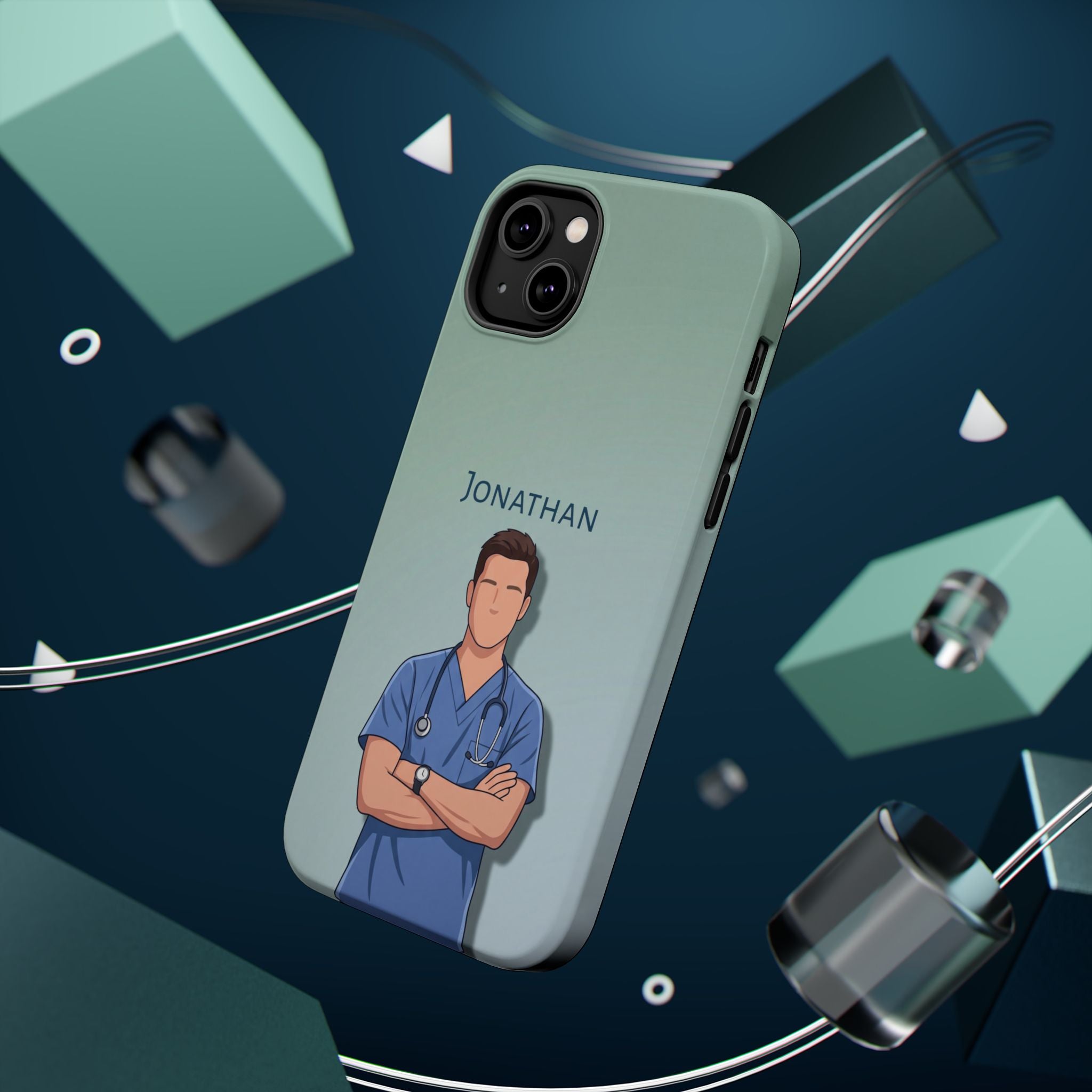Personalized Nurse Portrait Phone Case — Impact-Resistant Wireless Charging Cover
