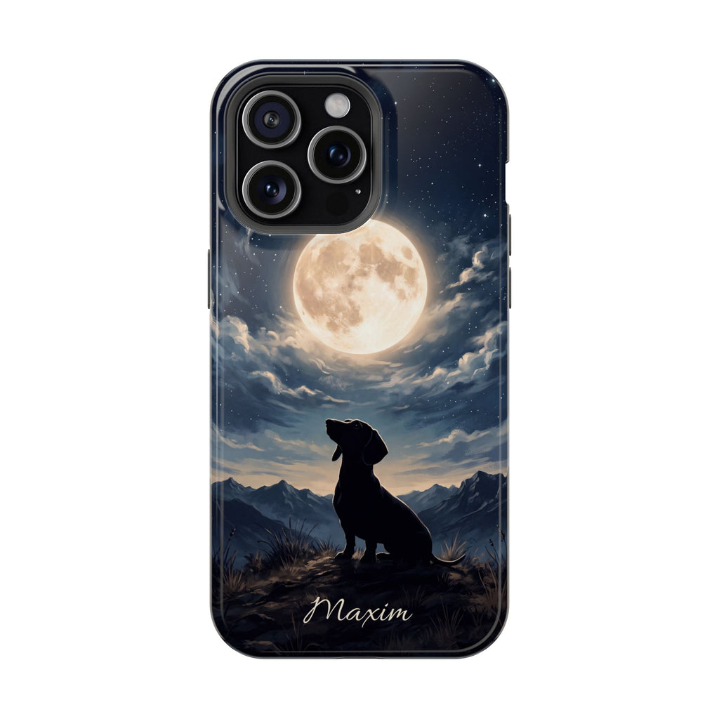 Personalized Dachshund Moonlight Phone Case — Wireless Charging Cover
