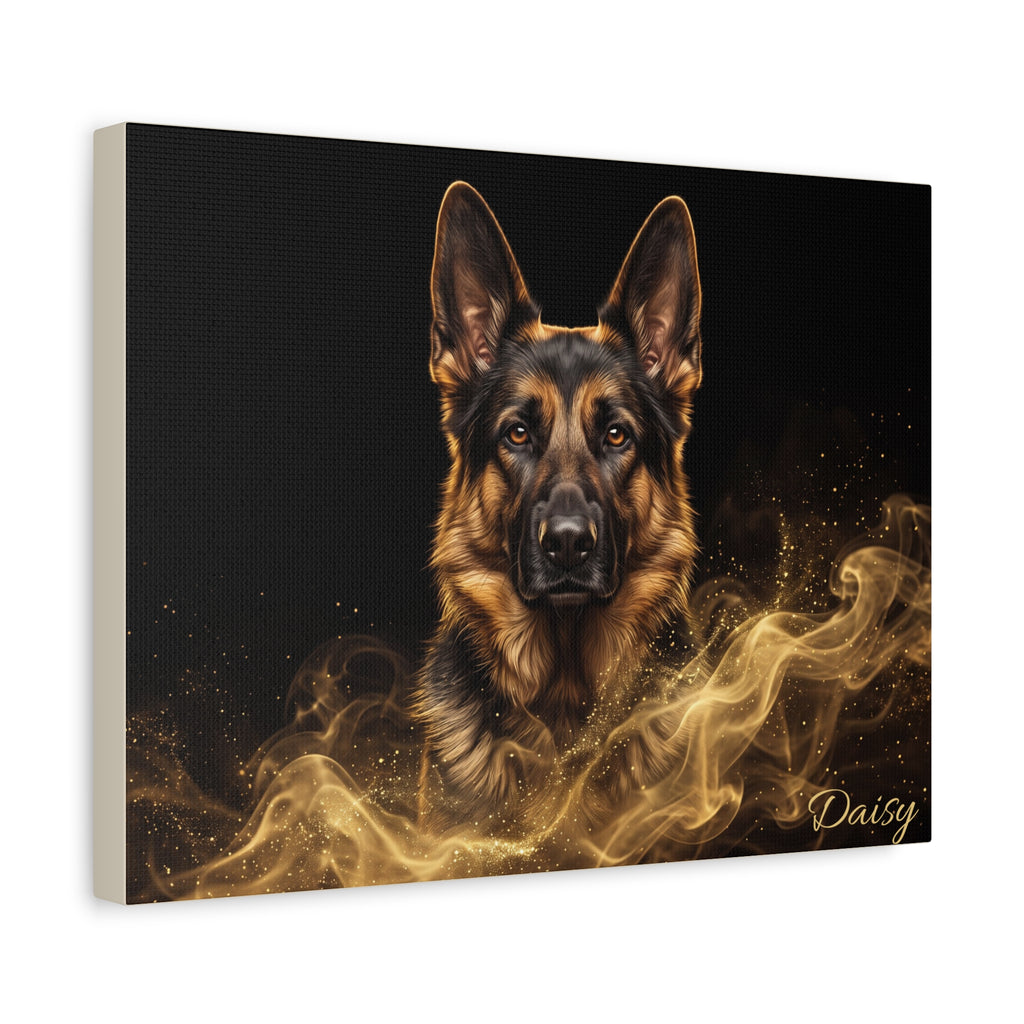 German Shepherd Personalized Canvas | Golden Smoke Wall Art