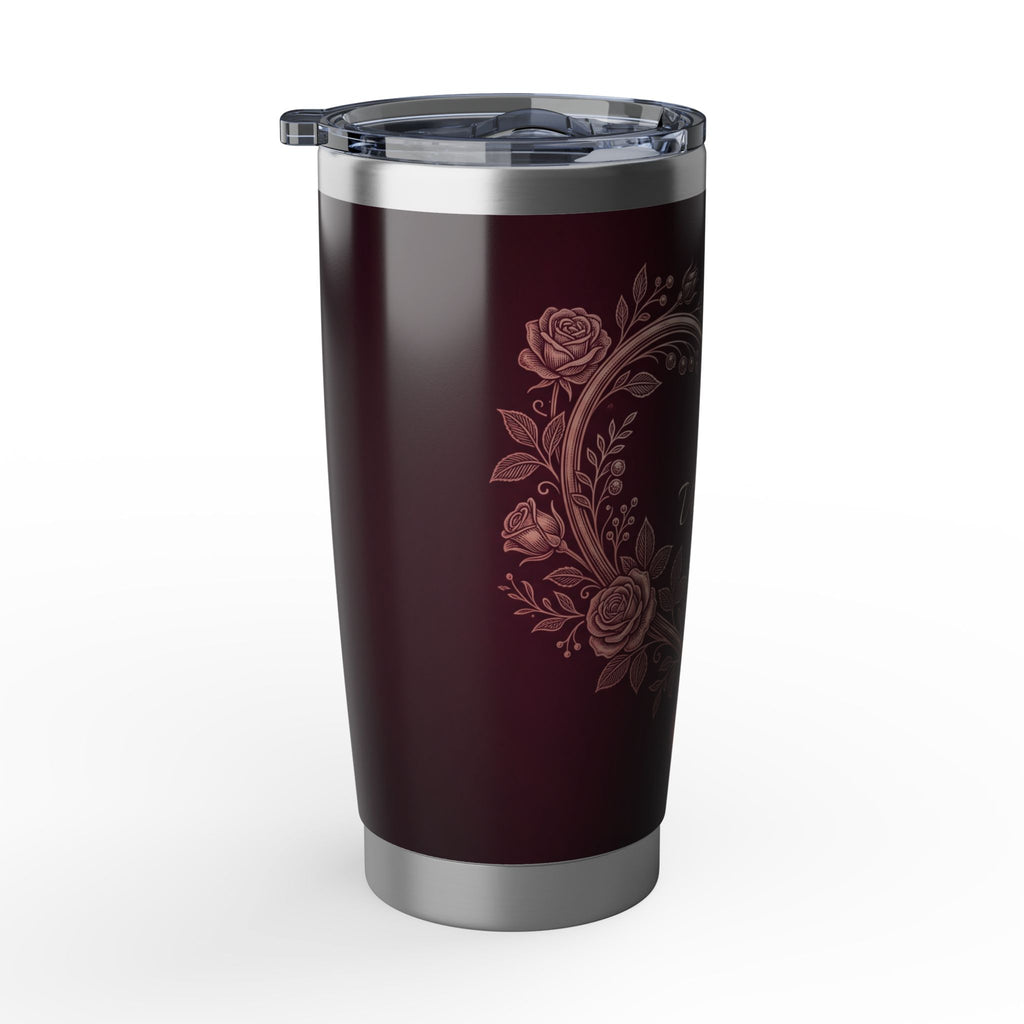 Personalized Stethoscope Heart Tumbler – Rose Gold Floral Burgundy Design 20 oz