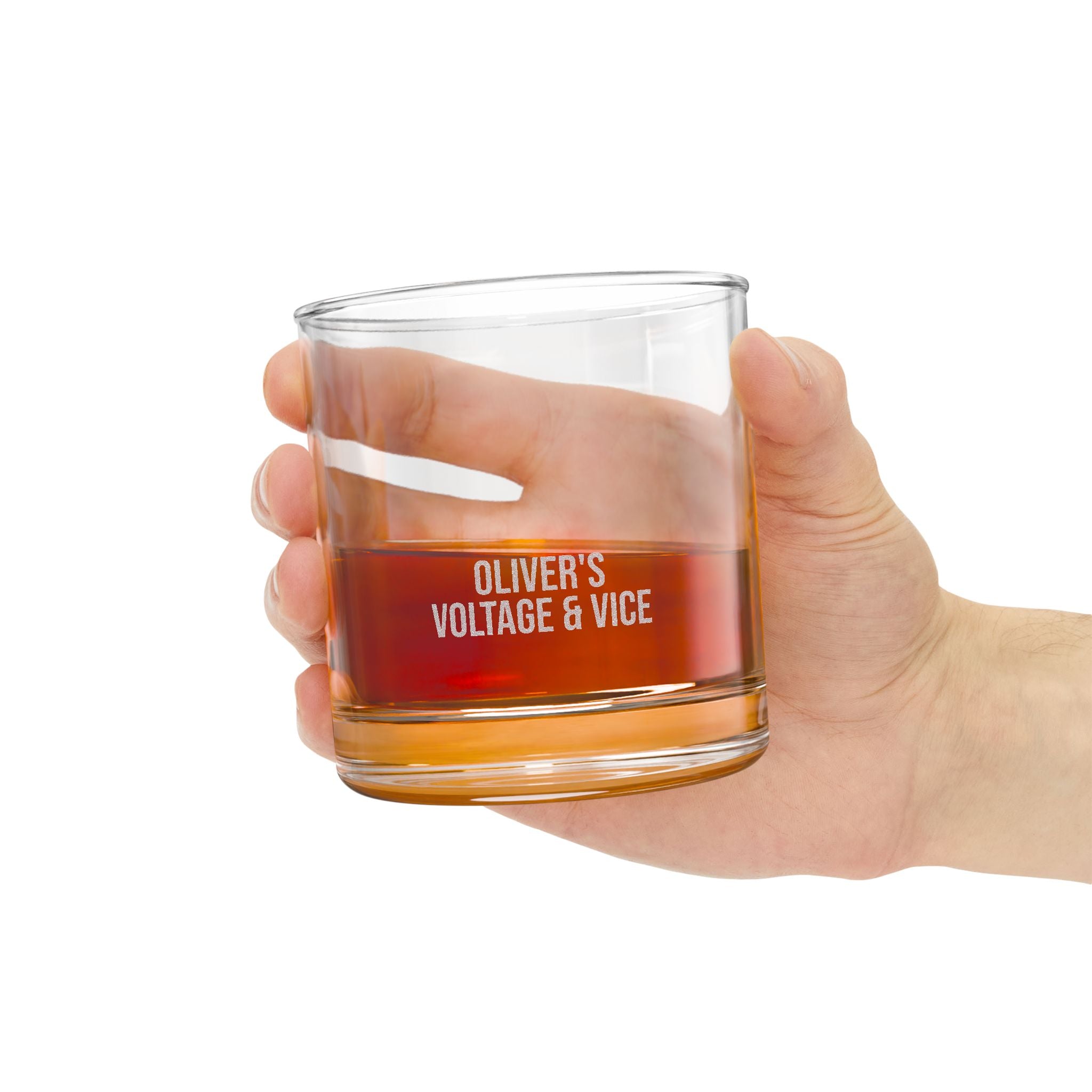 Personalized Voltage & Vice Whiskey Glass 10.5oz — Engraved Electrician Gift Rocks Tumbler