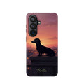 Personalized Dachshund Rooftop Sunset Phone Case — Wireless Charging Cover