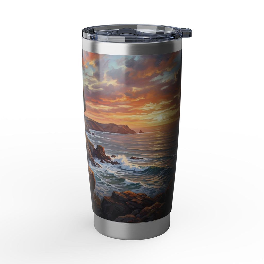 Personalized Frenchie Tumbler – Coastal Cliffs Travel Mug, Custom Name Gift for Dog Lover