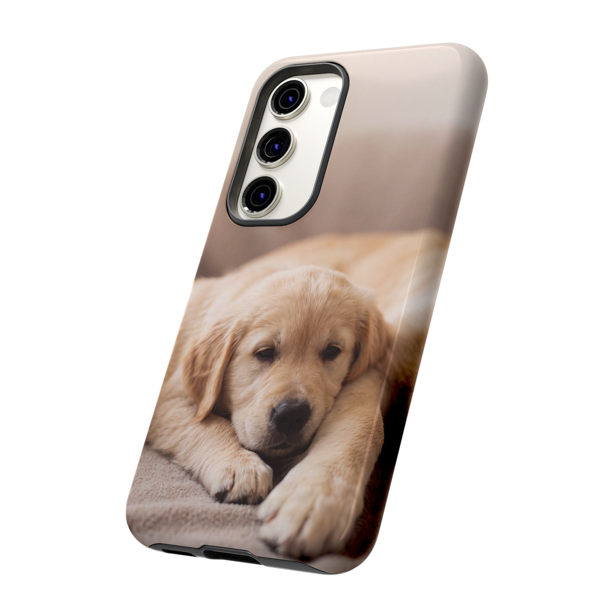 Sleepy Golden Retriever Puppy Phone Case | Cozy Cuddly Puppy Portrait | Samsung & iPhone