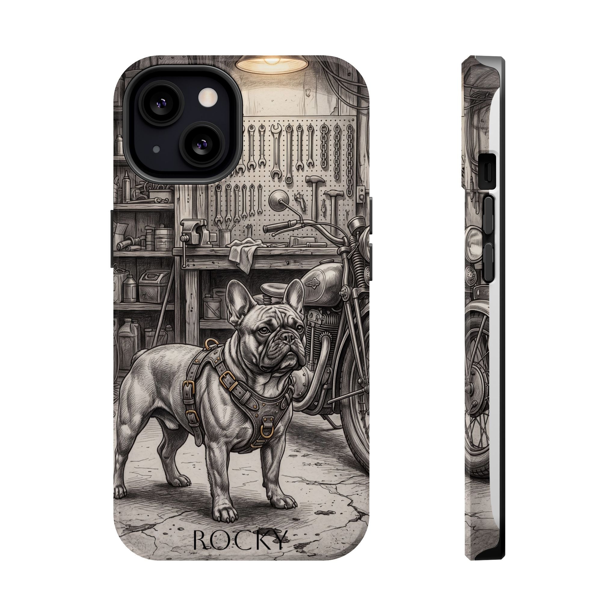 Personalized French Bulldog Vintage Street Phone Case — Wireless Charging Cover