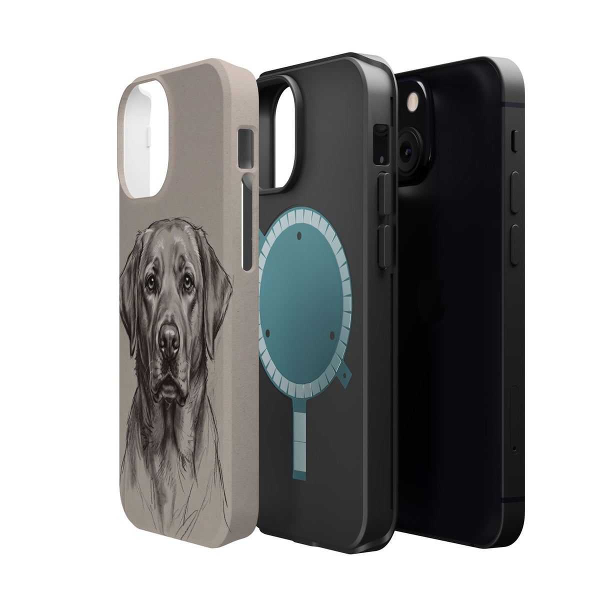 Charcoal Sketch Labrador Phone Case — Tough Magnetic Case with Wireless Charging