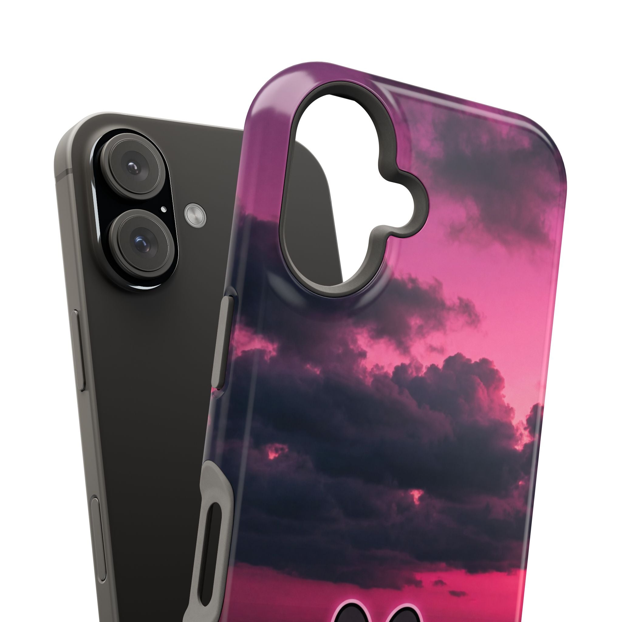 Pink Sky Paw Print Phone Case — Impact-Resistant Wireless Charging Cover