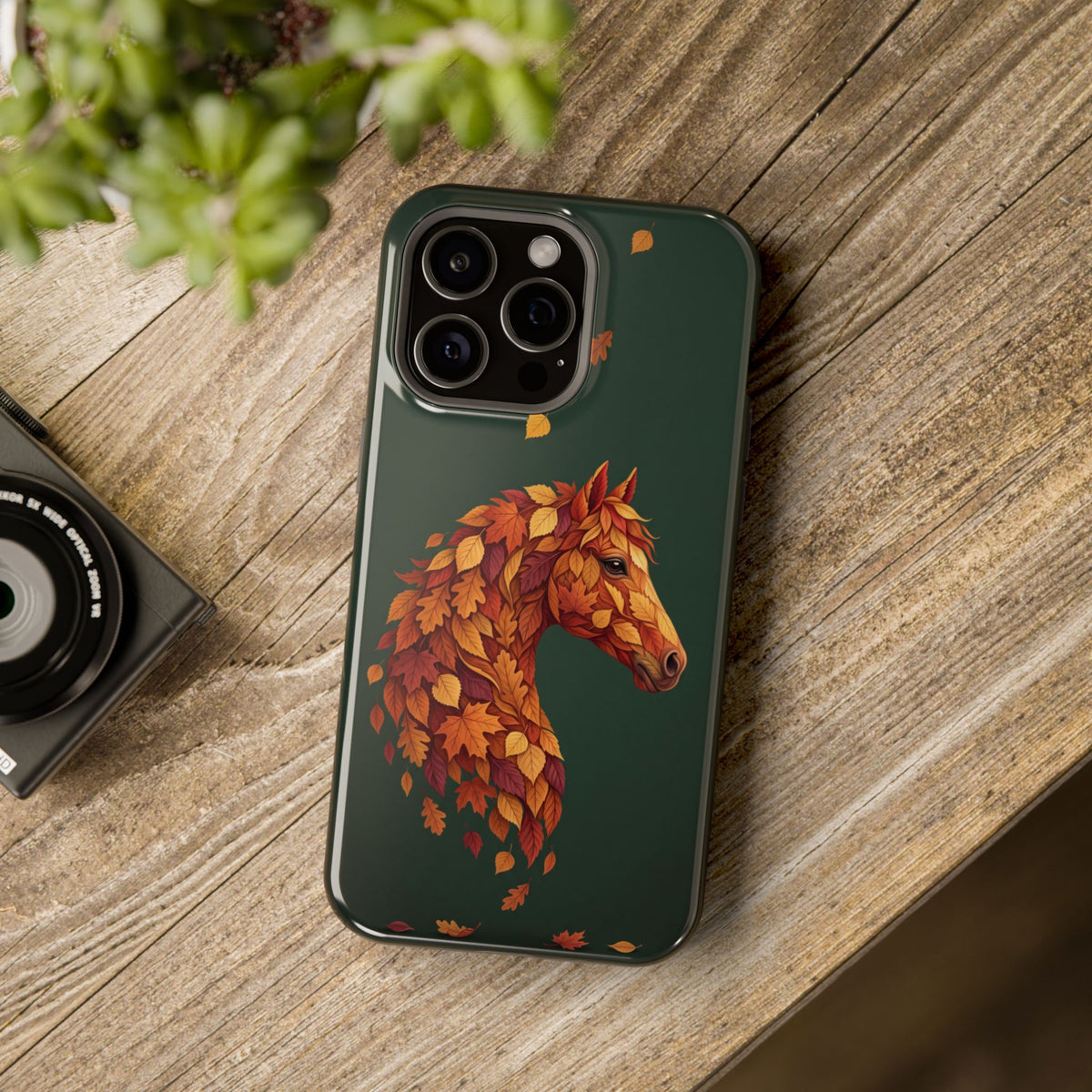 Autumn Leaves Horse Phone Case — Tough Magnetic Case with Wireless Charging