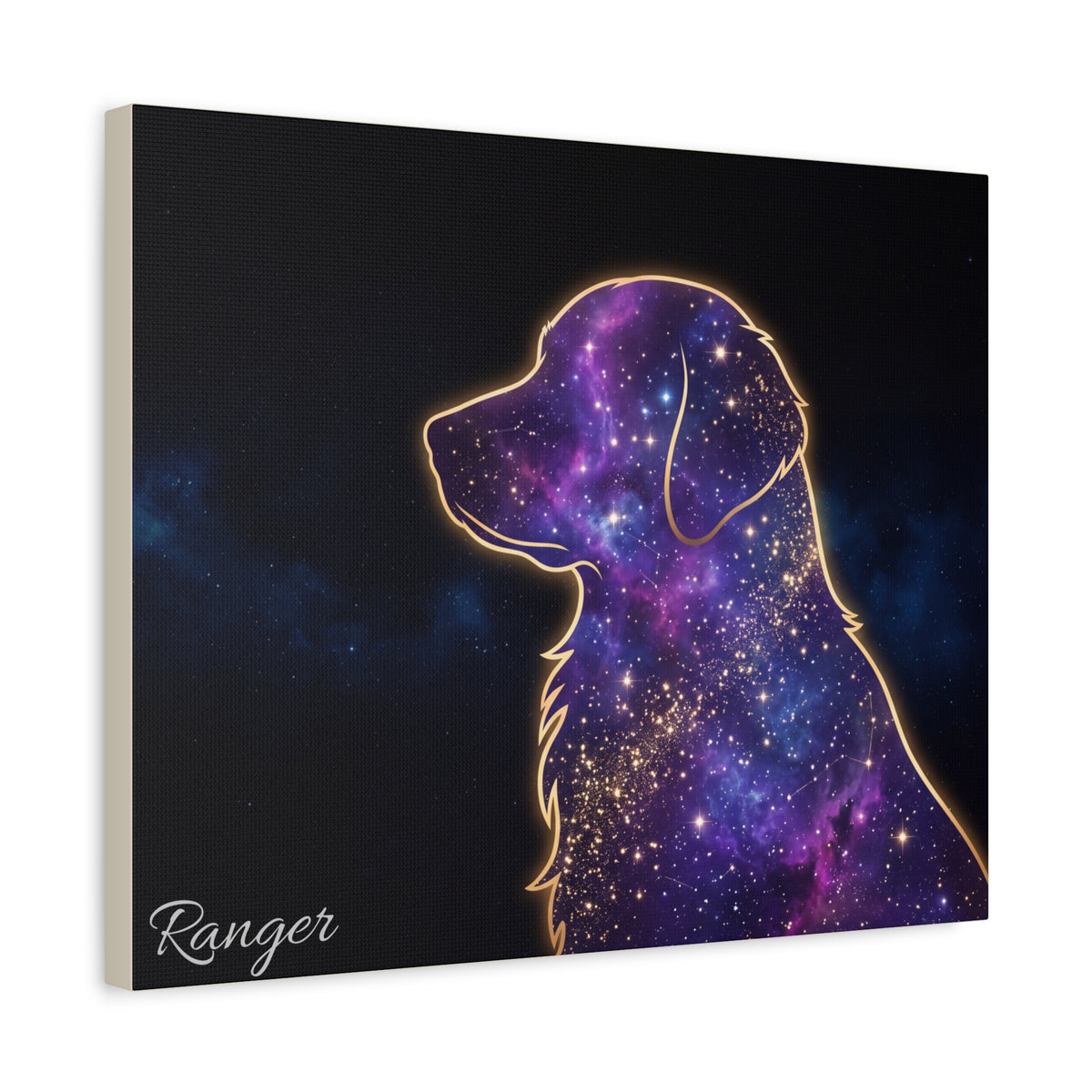 Golden Retriever Personalized Canvas | Galaxy Silhouette Wall Art