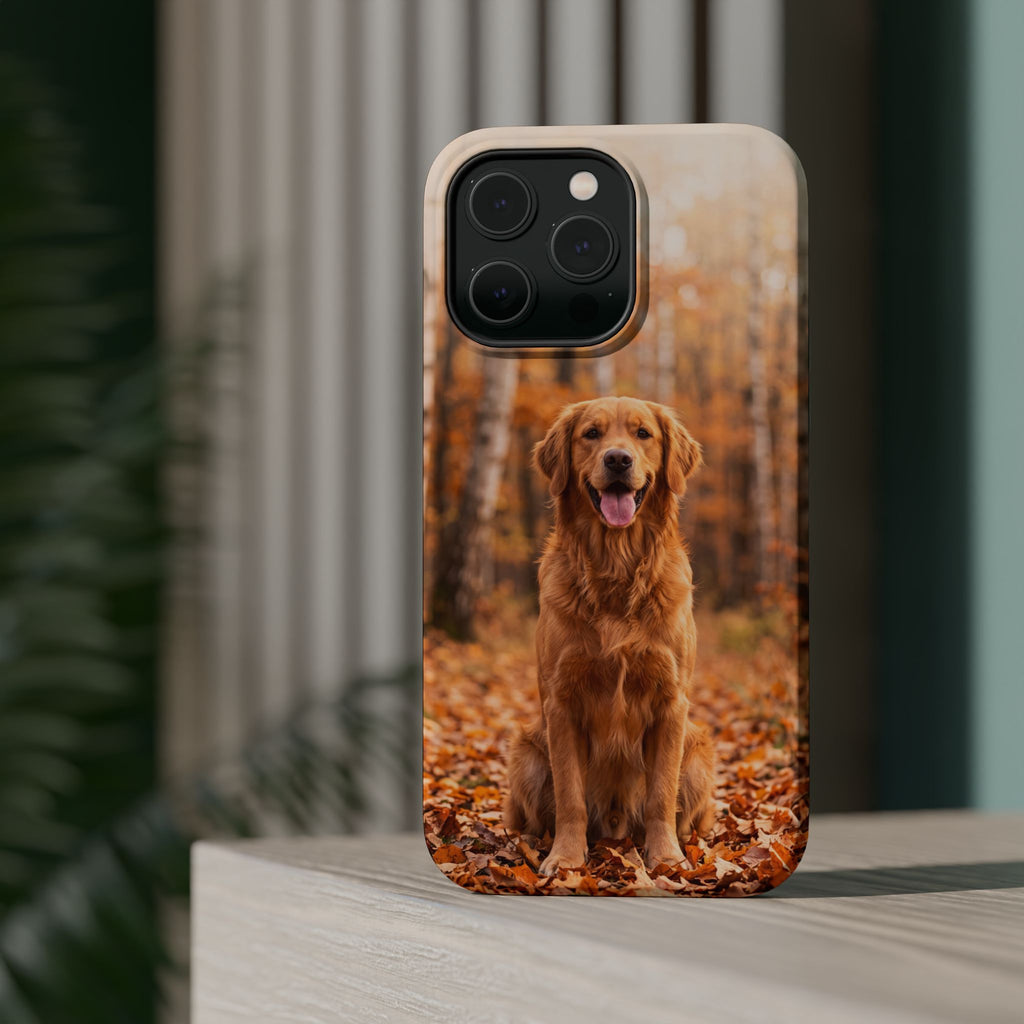 Autumn Golden Retriever Phone Case — Impact-Resistant Wireless Charging Cover