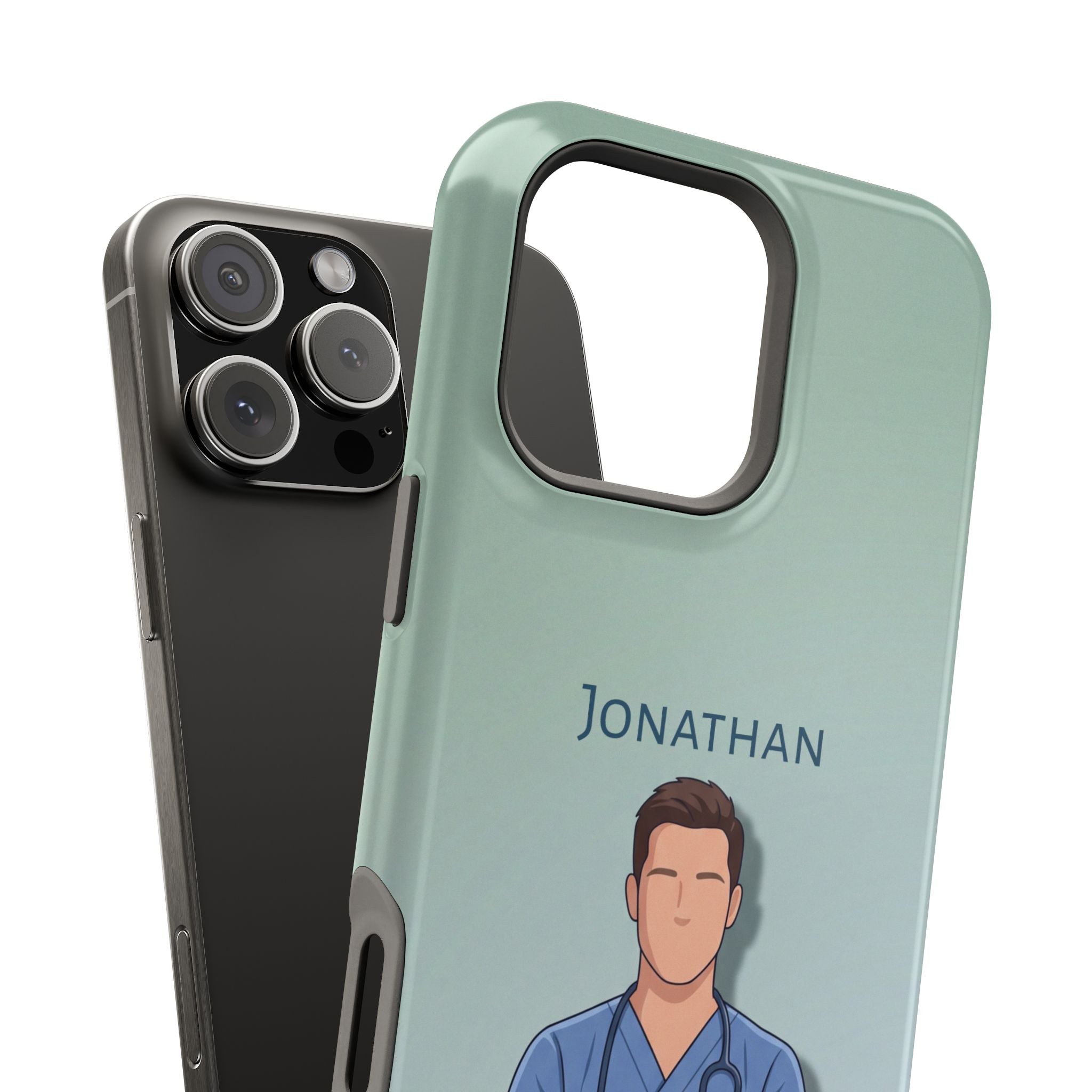 Personalized Nurse Portrait Phone Case — Impact-Resistant Wireless Charging Cover