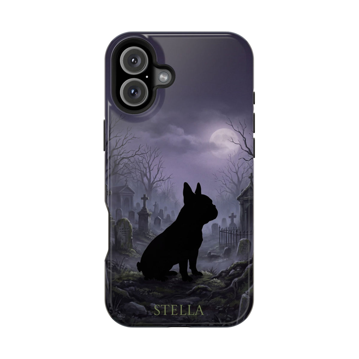 Personalized French Bulldog Moonlit Graveyard Phone Case — Wireless Charging Cover