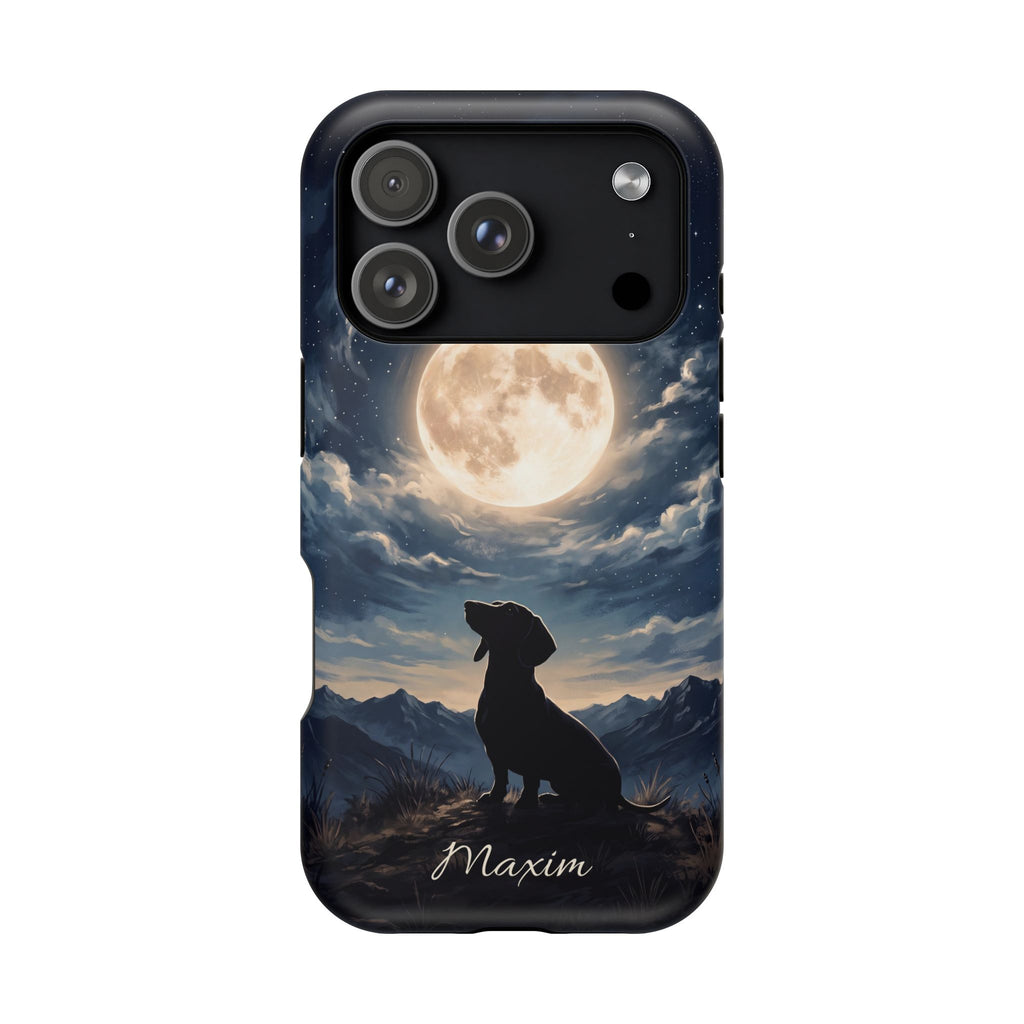 Personalized Dachshund Moonlight Phone Case — Wireless Charging Cover