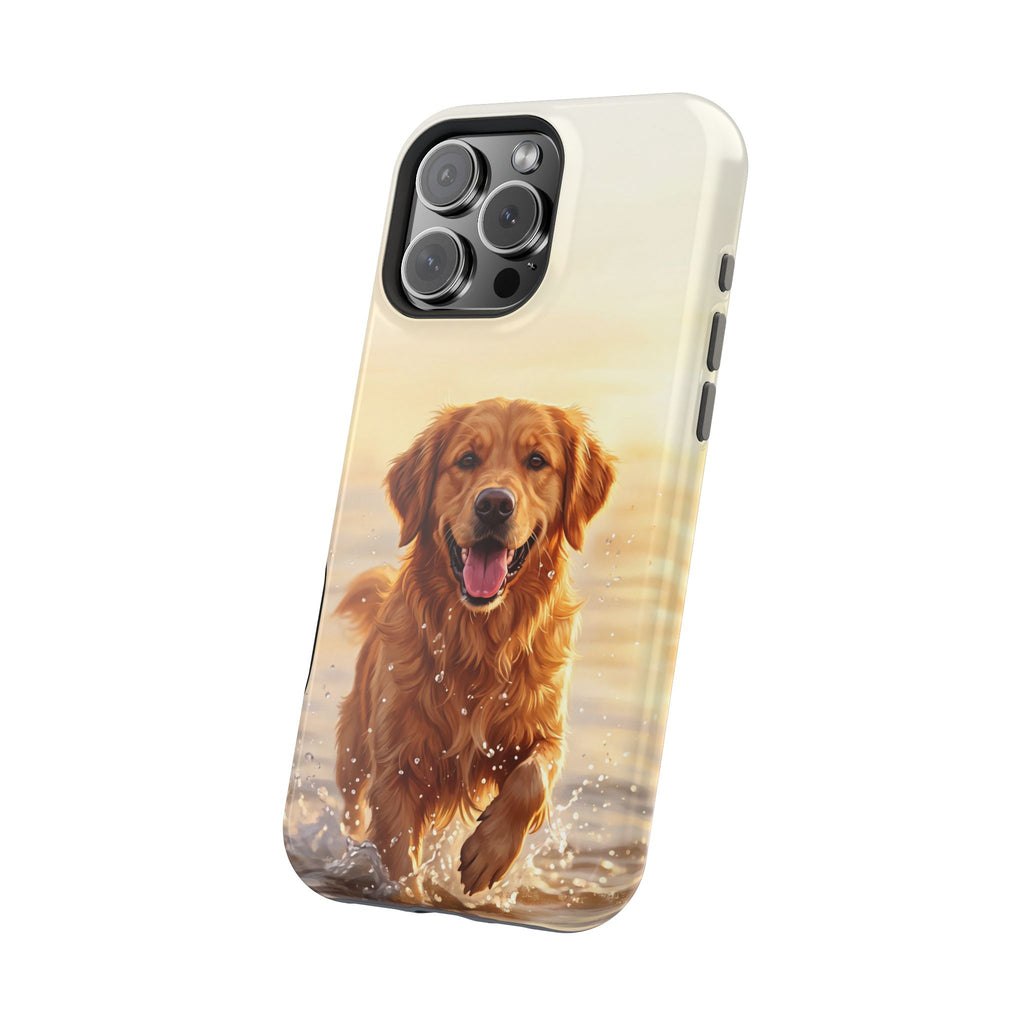 Beach Golden Retriever Phone Case — Impact-Resistant Wireless Charging Cover