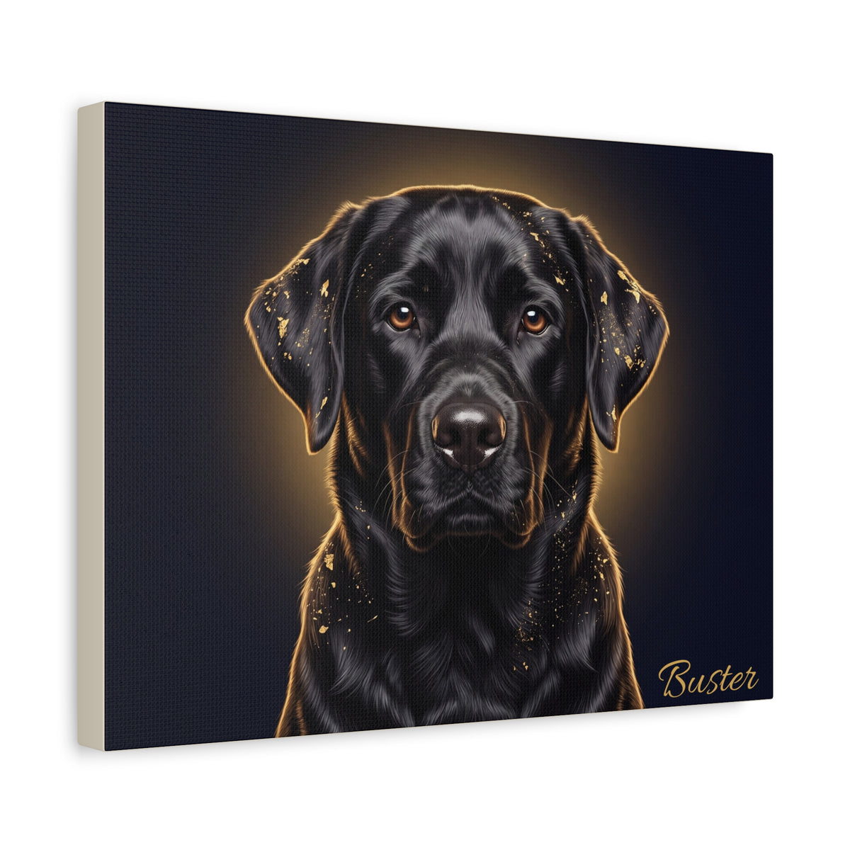 Black Labrador Personalized Canvas | Golden Glow Wall Art