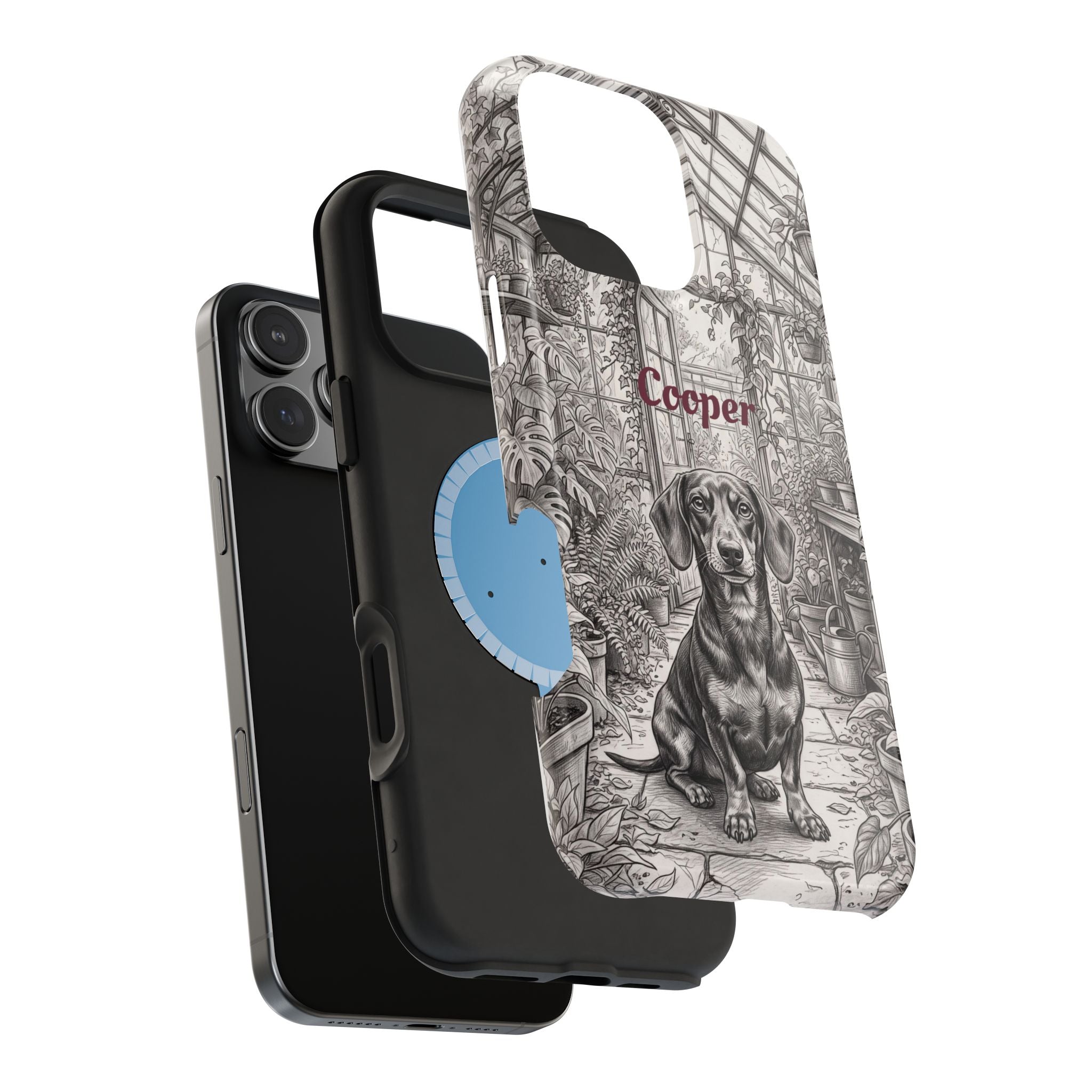 Personalized Dachshund Vintage Greenhouse Phone Case — Wireless Charging Cover