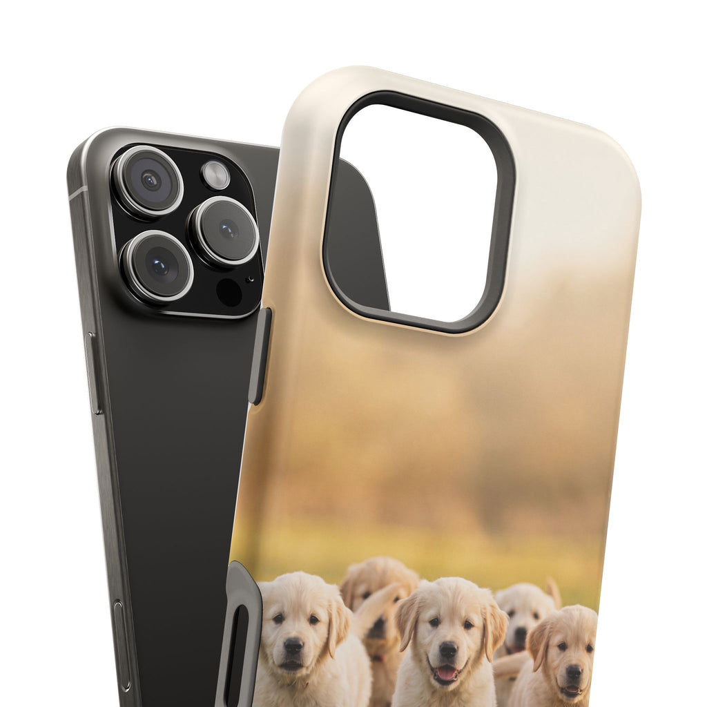 Golden Retriever Puppies Phone Case — Impact-Resistant Wireless Charging Cover