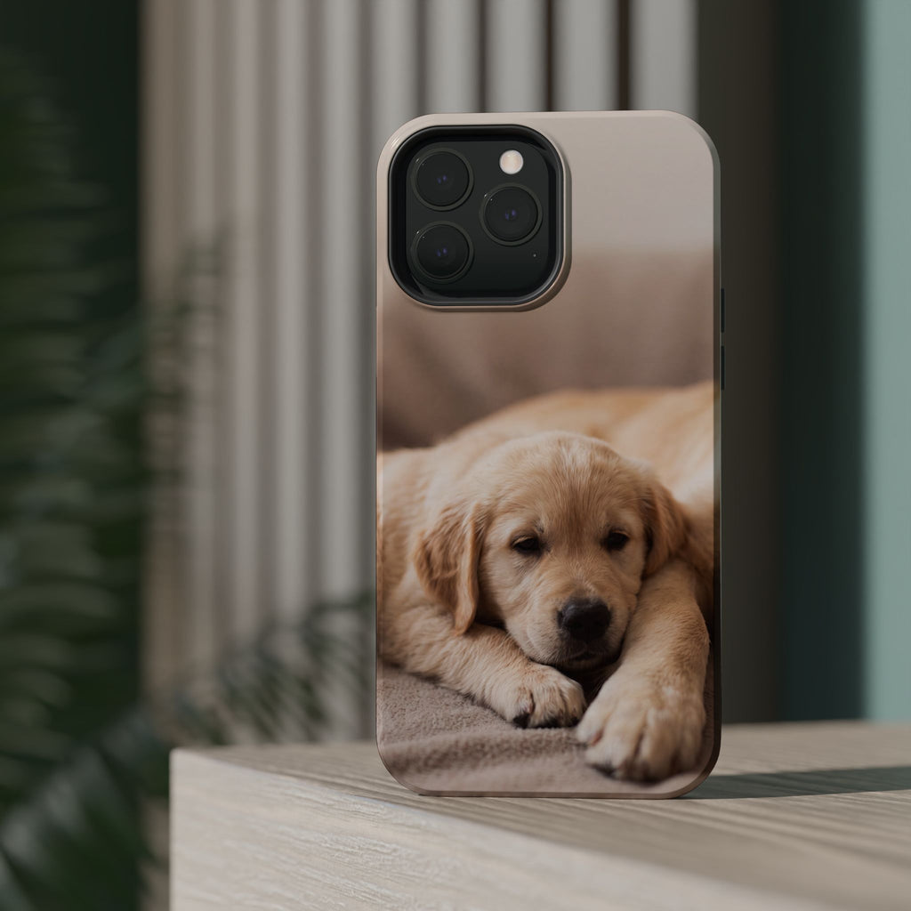 Golden Retriever Puppy Phone Case — Impact-Resistant Wireless Charging Cover