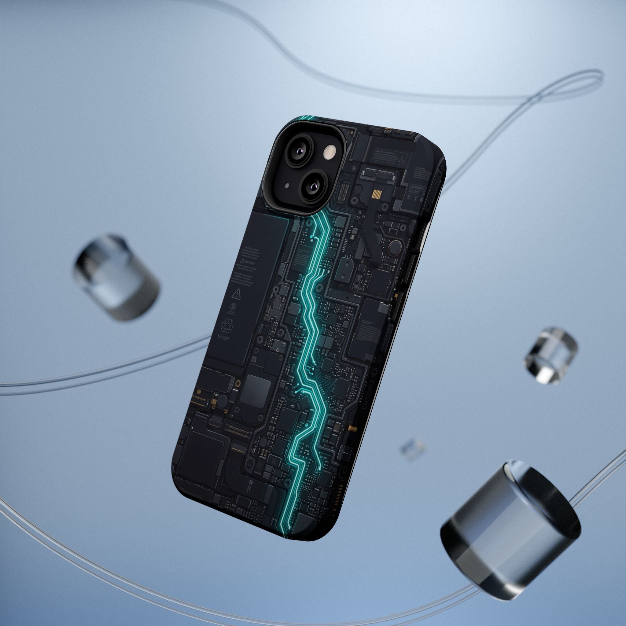 Cyan Bolt Electrician Phone Case — Electric Circuit Wireless Charging Cover