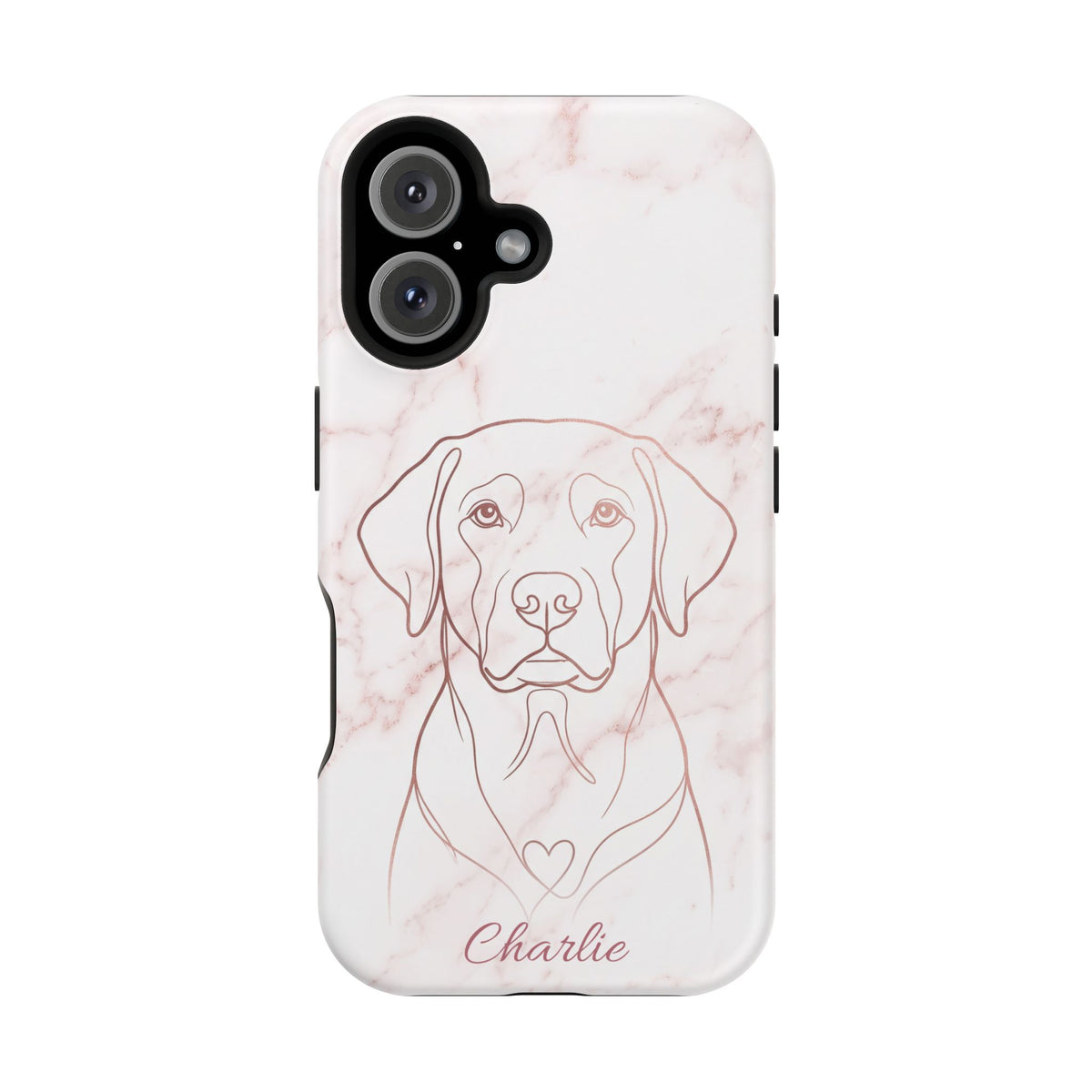 Personalized Rose Gold Marble Labrador Phone Case — Tough Magnetic Case with Wireless Charging