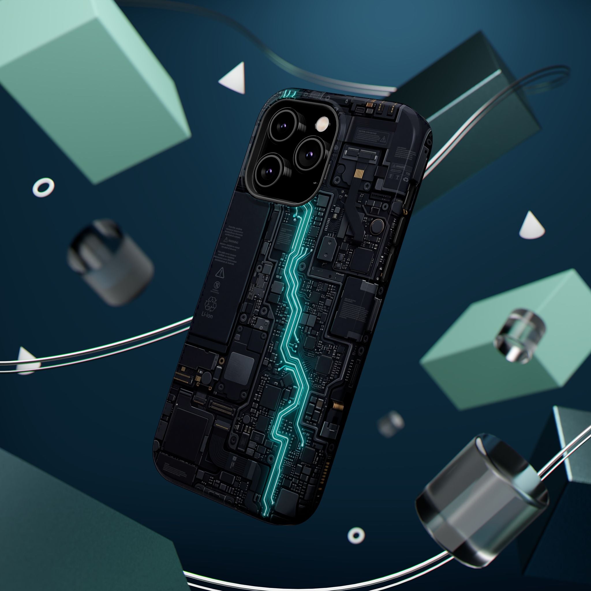Cyan Bolt Electrician Phone Case — Electric Circuit Wireless Charging Cover