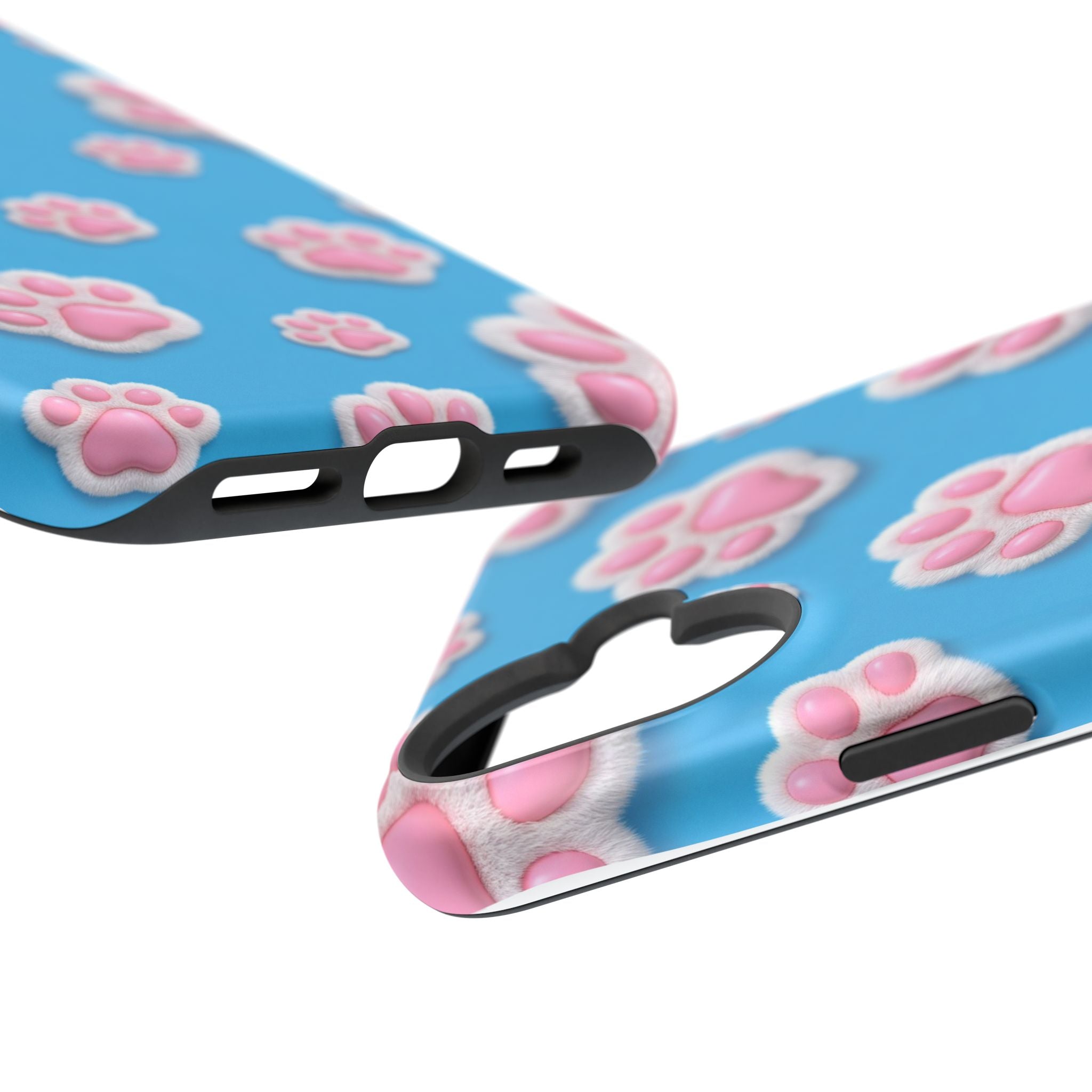 Fluffy Paw Print Phone Case | Cute 3D Pink Paw Pattern Case for Dog & Cat Lovers | iPhone & Samsung