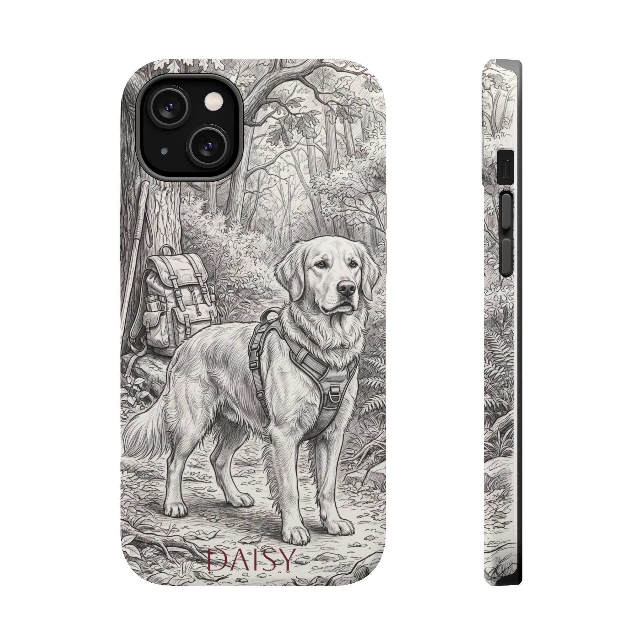 Personalized Golden Retriever Woodland Trail Phone Case — Wireless Charging Cover