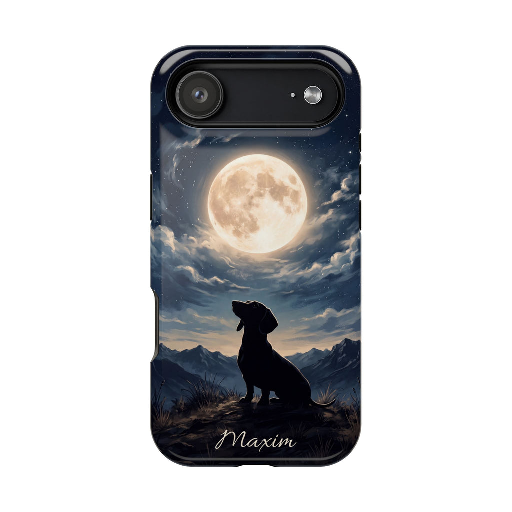 Personalized Dachshund Moonlight Phone Case — Wireless Charging Cover