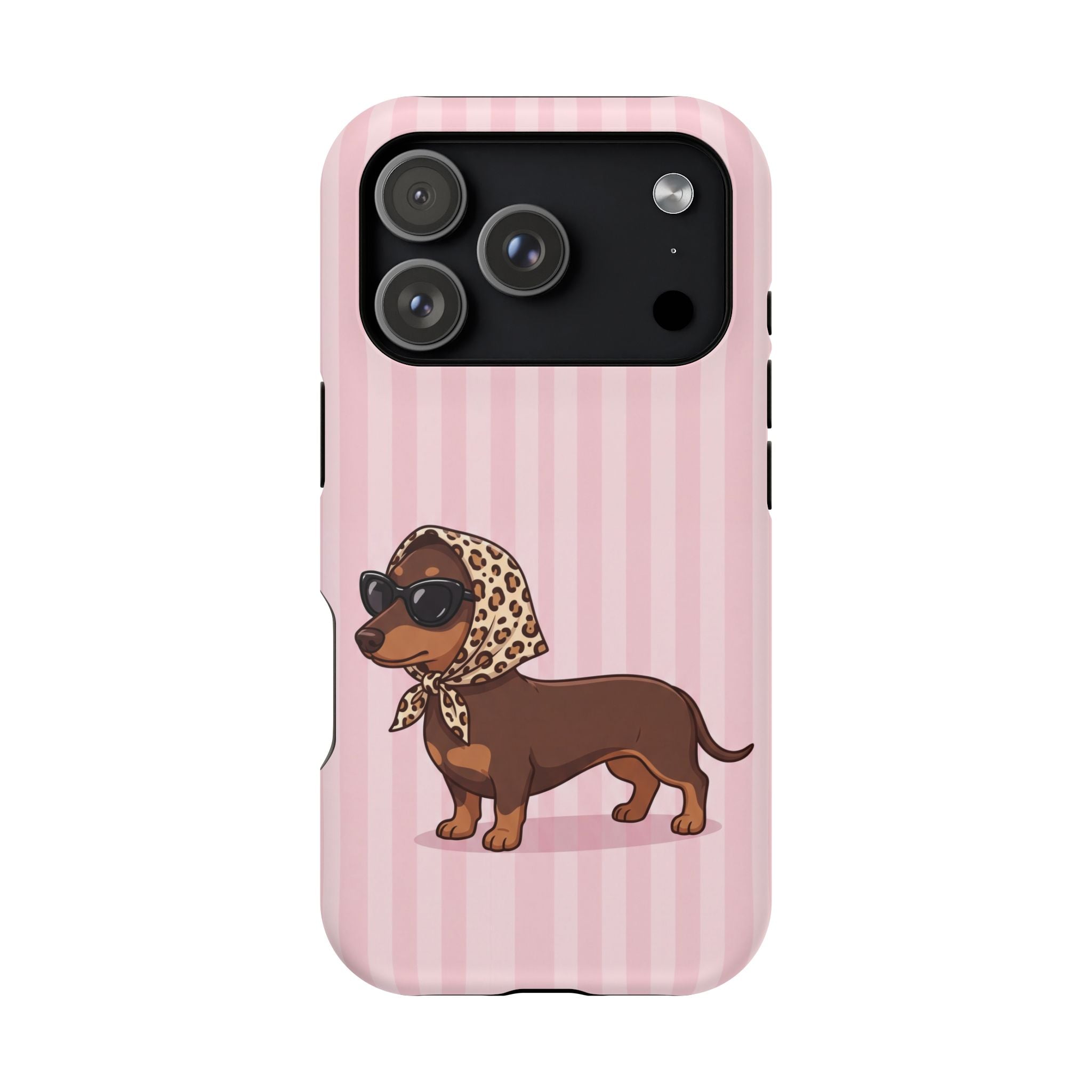 Preppy Dachshund Phone Case — Impact-Resistant Wireless Charging Cover