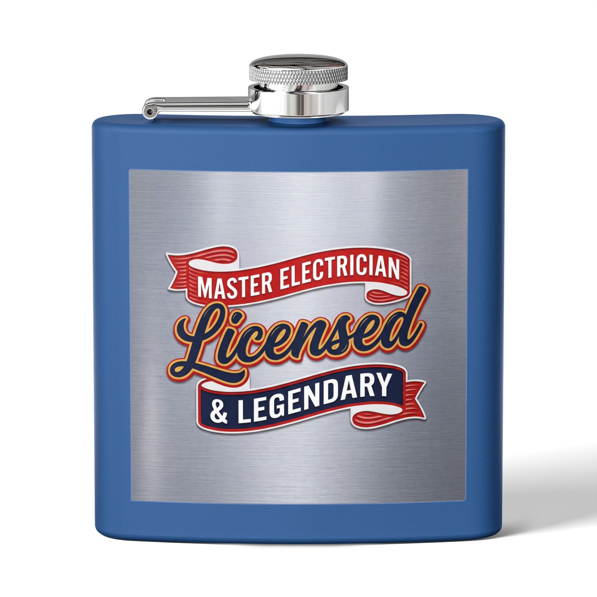 Flask — "Master Electrician: Licensed & Legendary" (Crest Edition) 6oz Stainless Steel Hip Flask