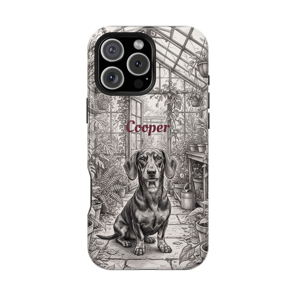 Personalized Dachshund Vintage Greenhouse Phone Case — Wireless Charging Cover