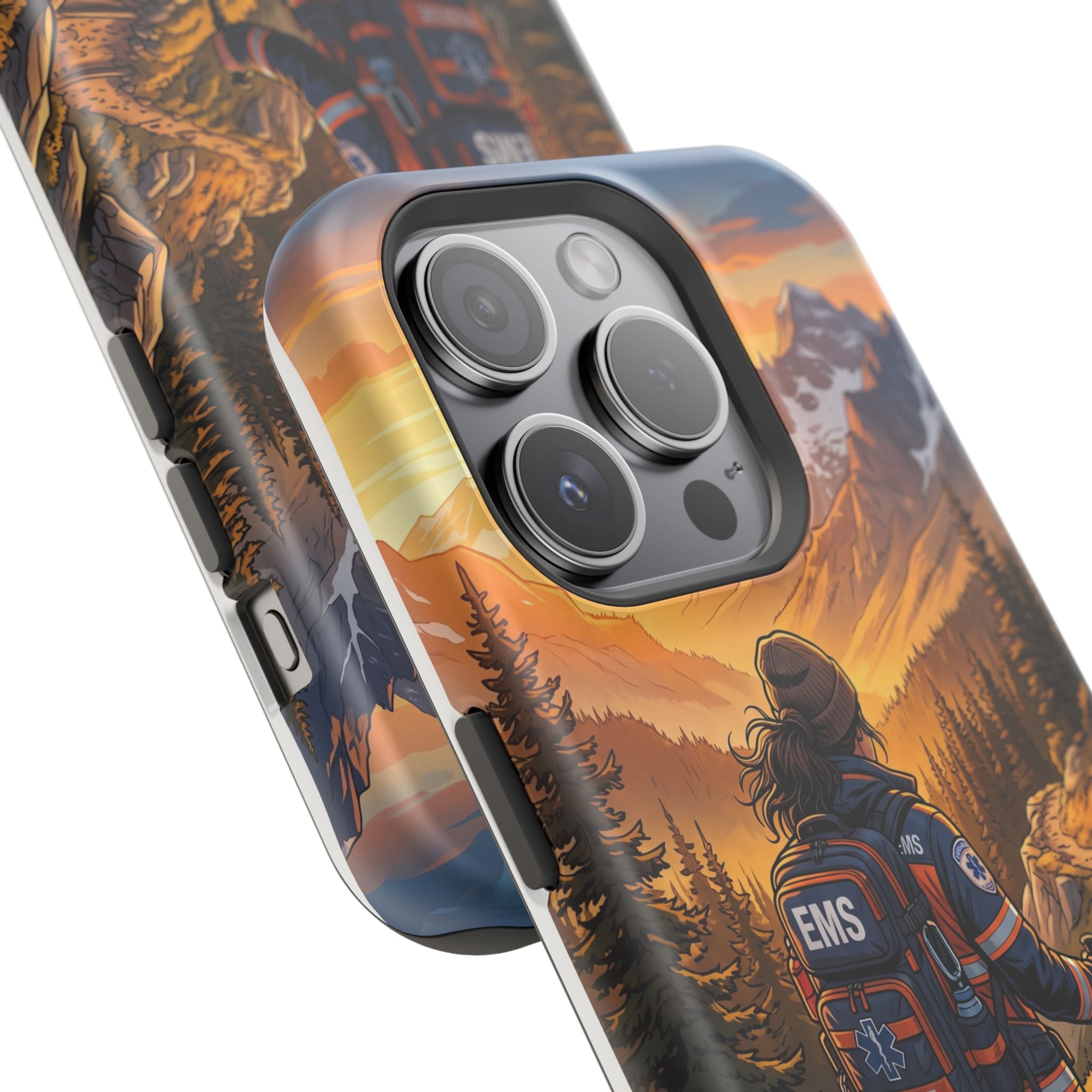 Paramedic/EMT Mountain Phone Case — Magnetic Wireless Charging Cover