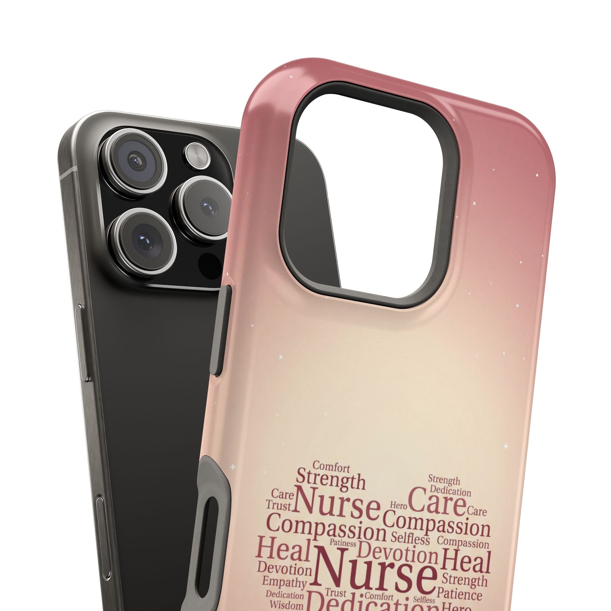 Nurse Heart Word Art Phone Case — Impact-Resistant Wireless Charging Cover