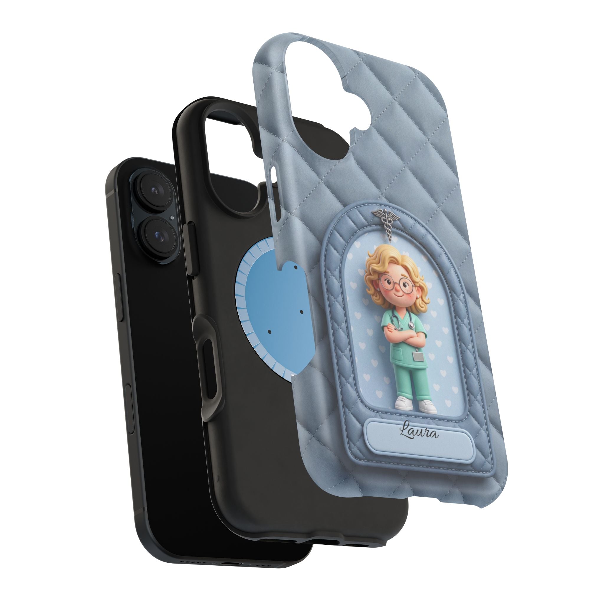 Personalized Quilted Nurse Phone Case — Wireless Charging Cover