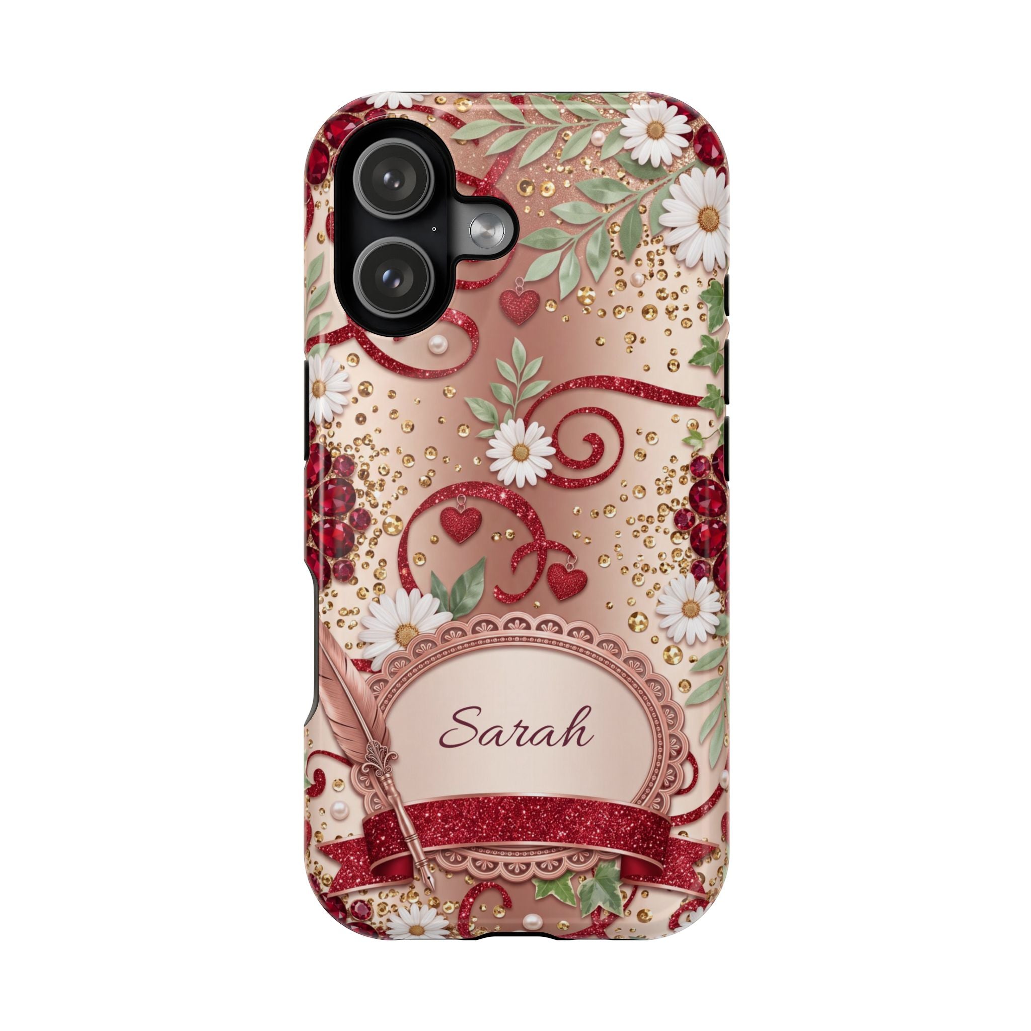 Personalized Vintage Floral Teacher Phone Case — Wireless Charging Cover