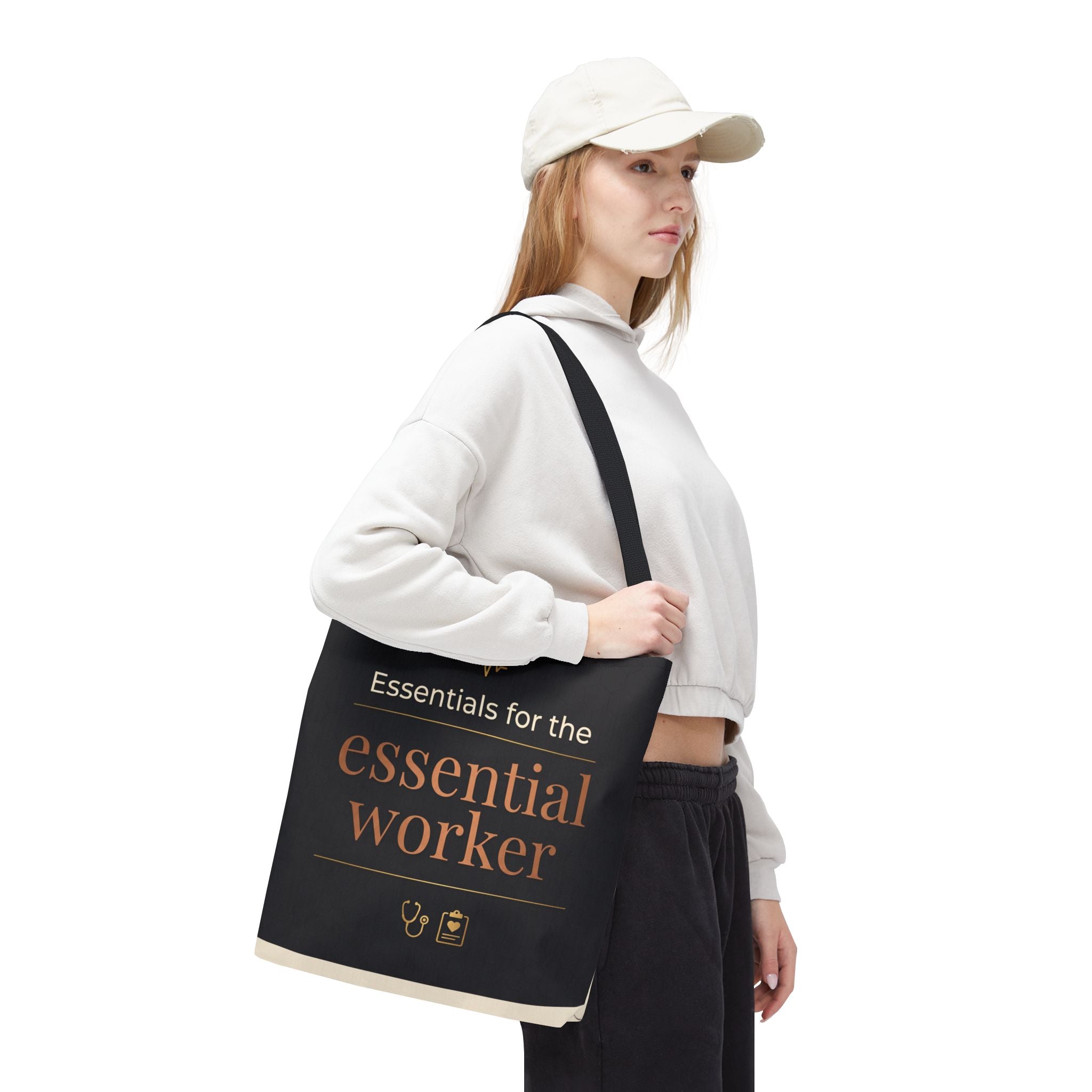 Essentials for the Essential Worker Tote | Healthcare Worker Gift Tote Bag | Nurse Doctor Appreciation Gift | Premium Polyester Carry-All