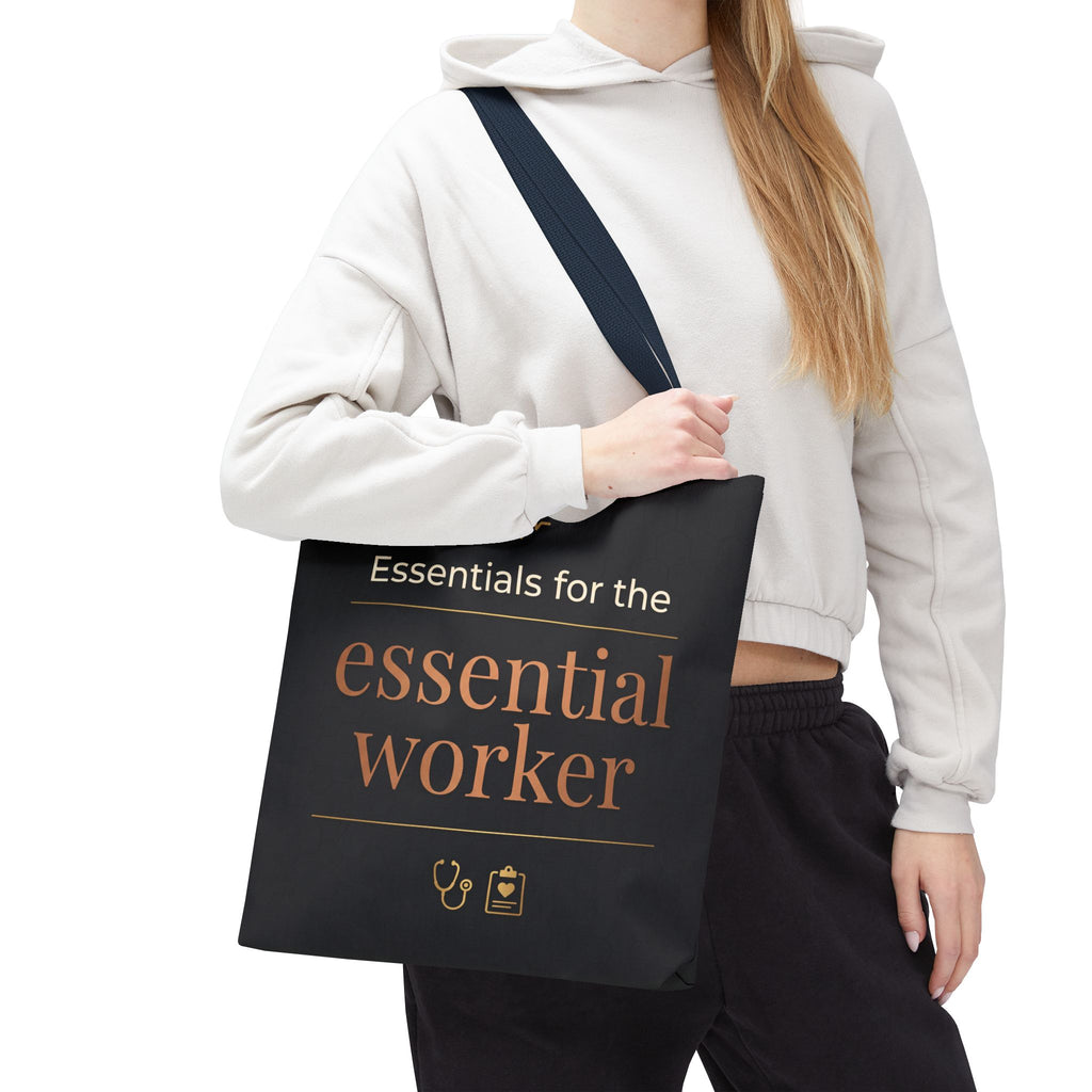 Essentials for the Essential Worker Tote | Healthcare Worker Gift Tote Bag | Nurse Doctor Appreciation Gift | Premium Polyester Carry-All