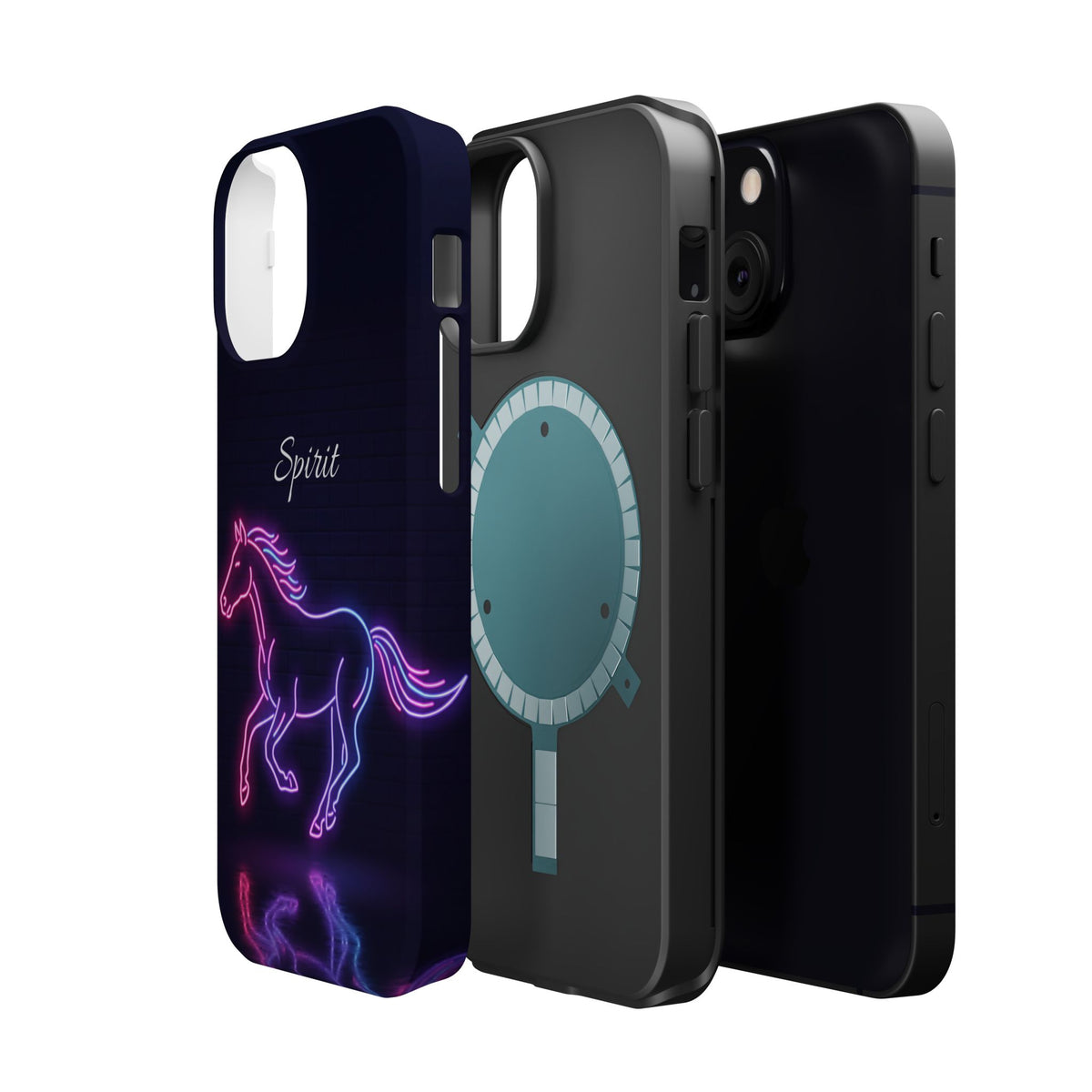Personalized Neon Glow Horse Phone Case — Tough Magnetic Case with Wireless Charging
