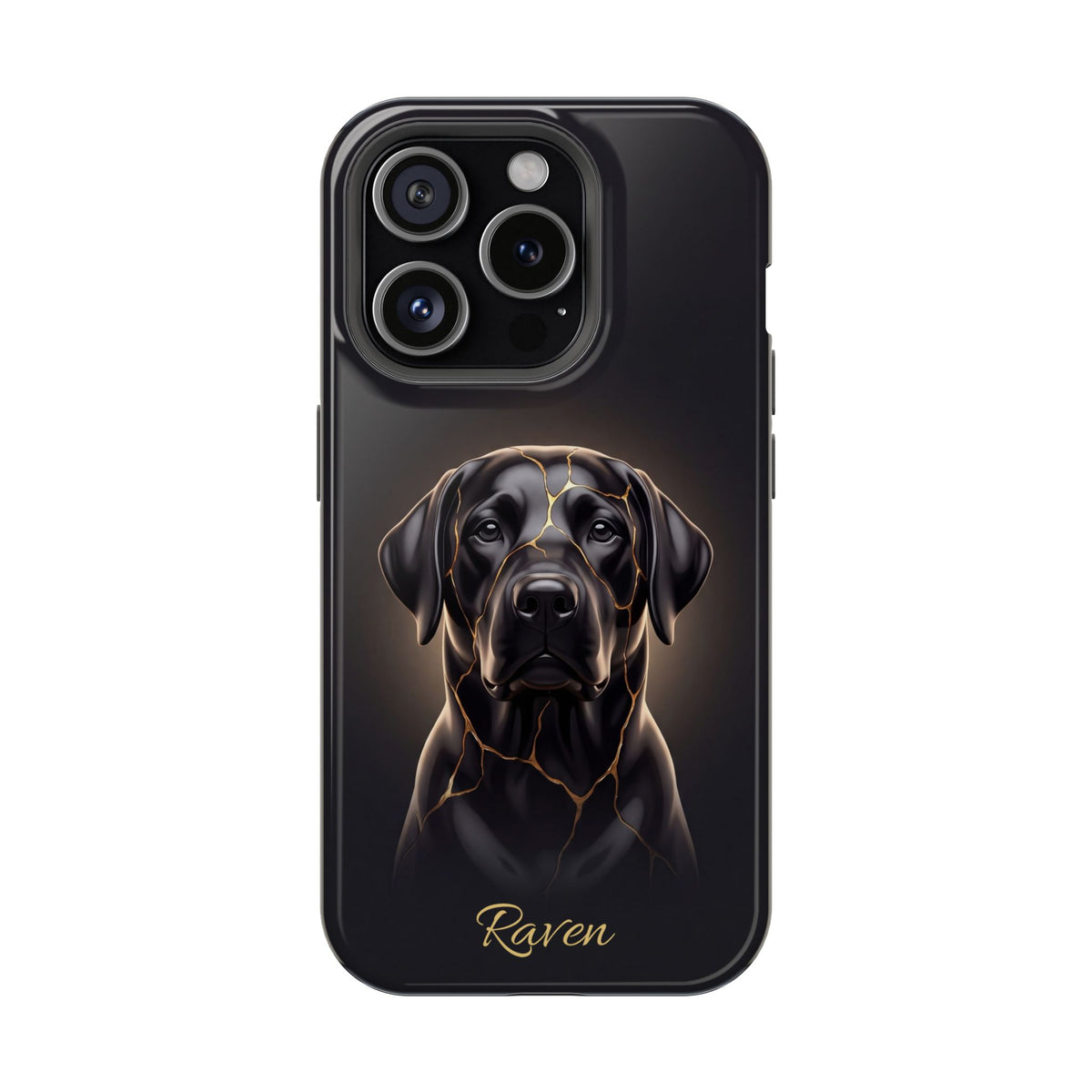 Personalized Obsidian Kintsugi Labrador Phone Case — Tough Magnetic Case with Wireless Charging