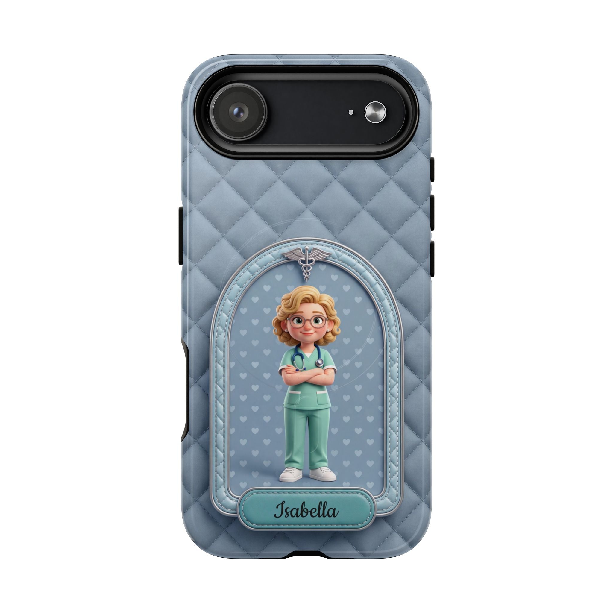 Personalized Nurse Phone Case | Quilted Badge Design, Custom Name iPhone Case