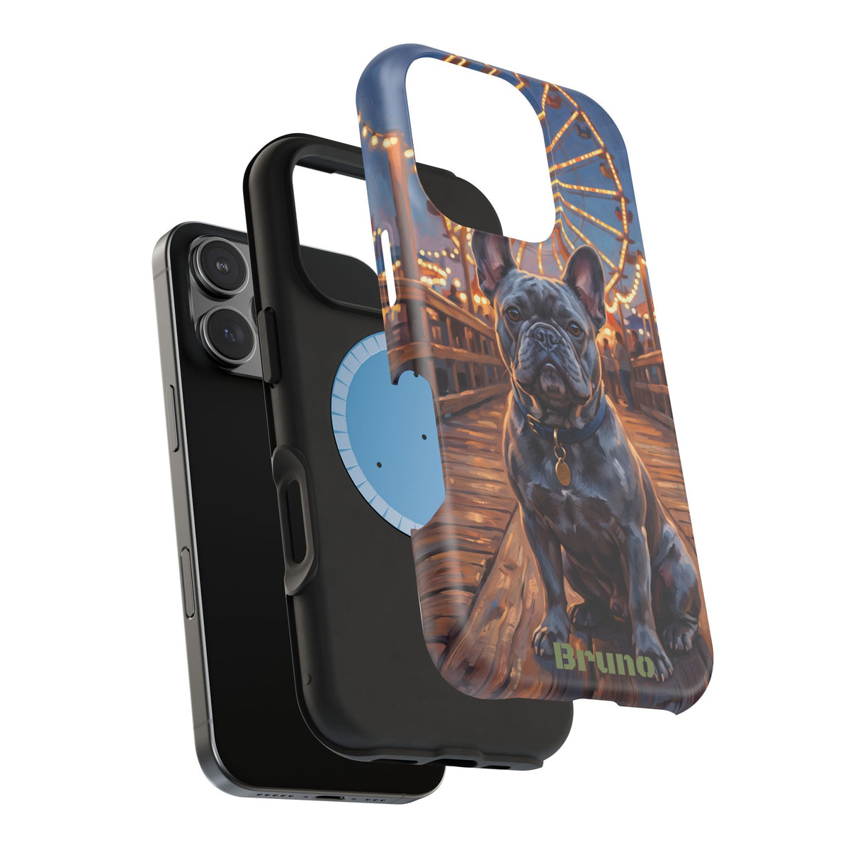Personalized French Bulldog Pier Lights Phone Case — Wireless Charging Cover