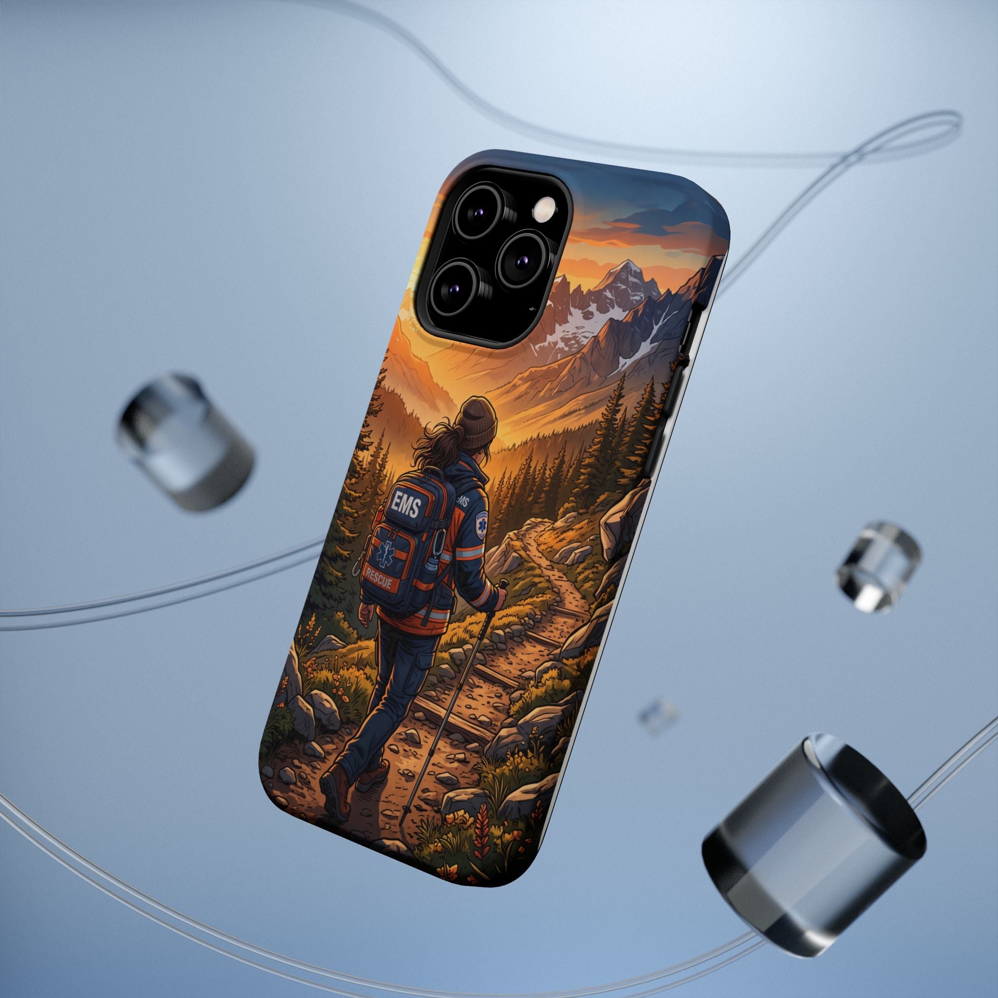 Paramedic/EMT Mountain Phone Case — Magnetic Wireless Charging Cover