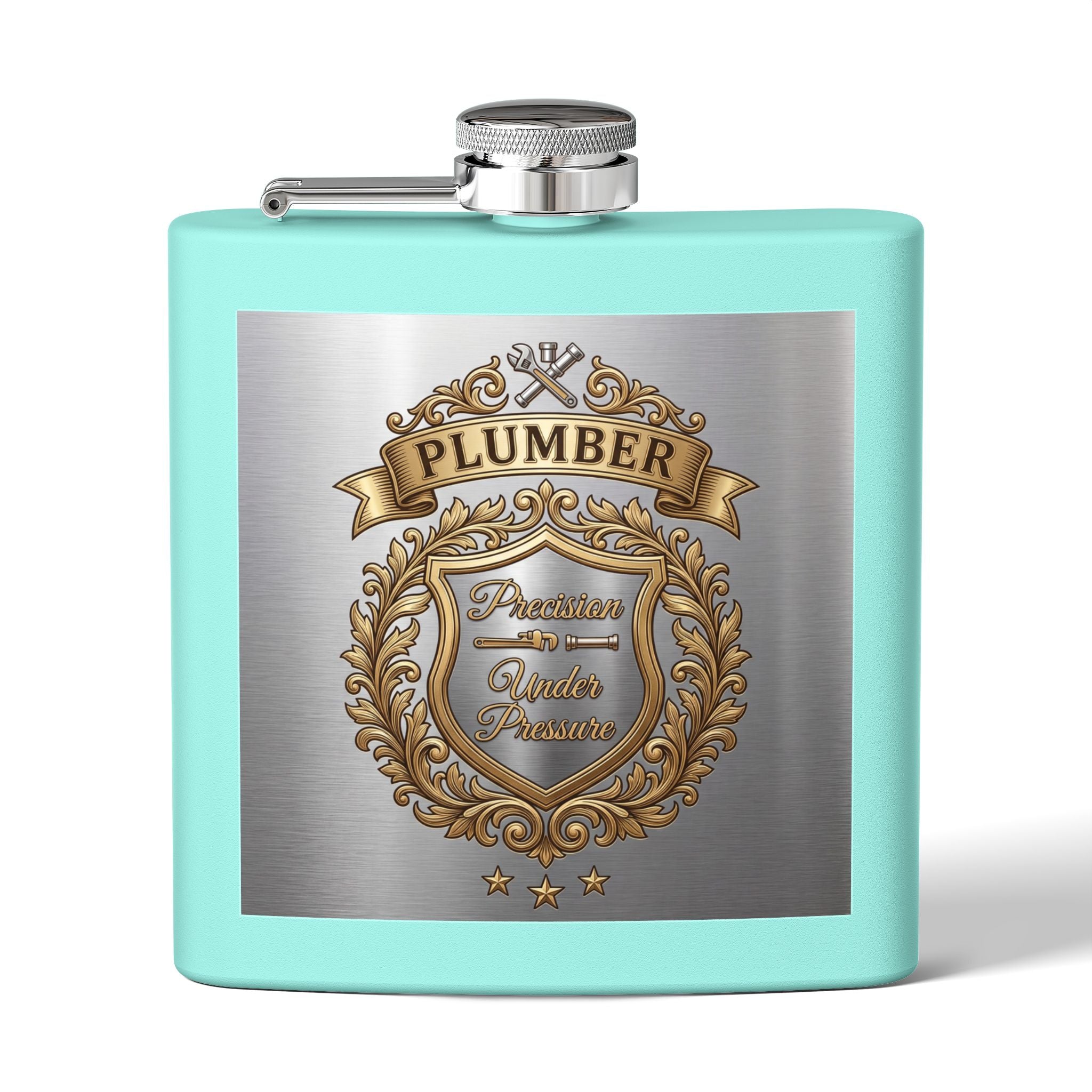 Flask — "Plumber: Precision Under Pressure" 6oz Stainless Steel Hip Flask
