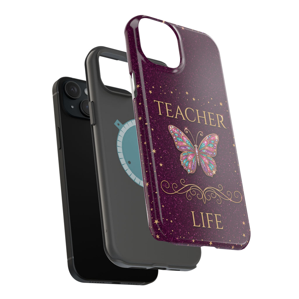 Teacher Life Glitter Butterfly Phone Case — Wireless Charging Cover