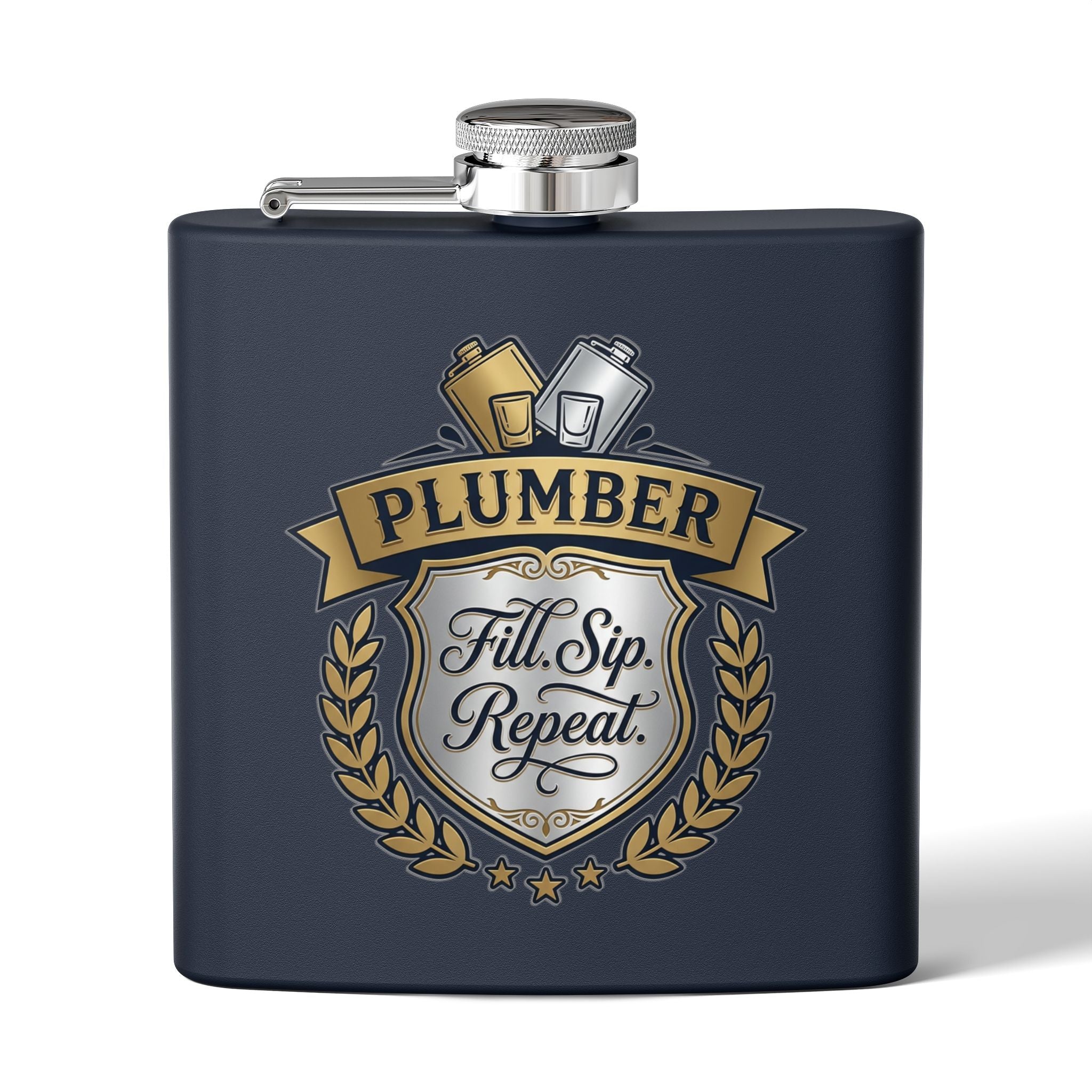 Flask — "Fill. Sip. Repeat." 6oz Stainless Steel Hip Flask