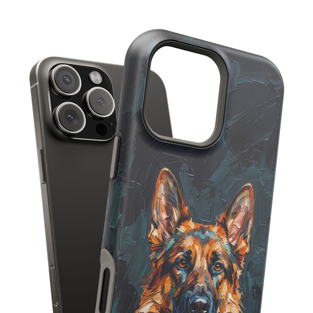 German Shepherd Phone Case | Palette Knife Painting Art — Tough Magnetic Case with Wireless Charging