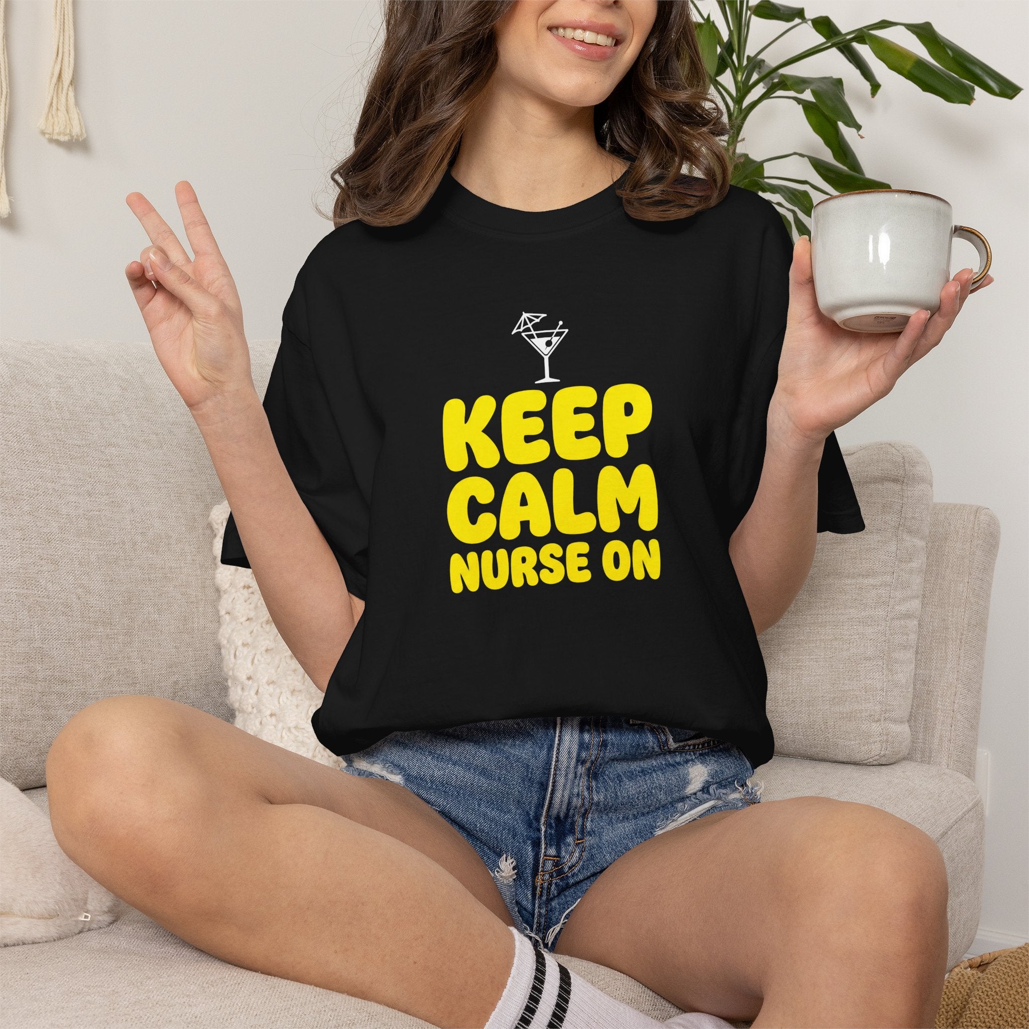 Nurse T-Shirt - "Keep Calm Nurse On" Funny Nursing Quote Unisex Tee, Nurse Appreciation Gift