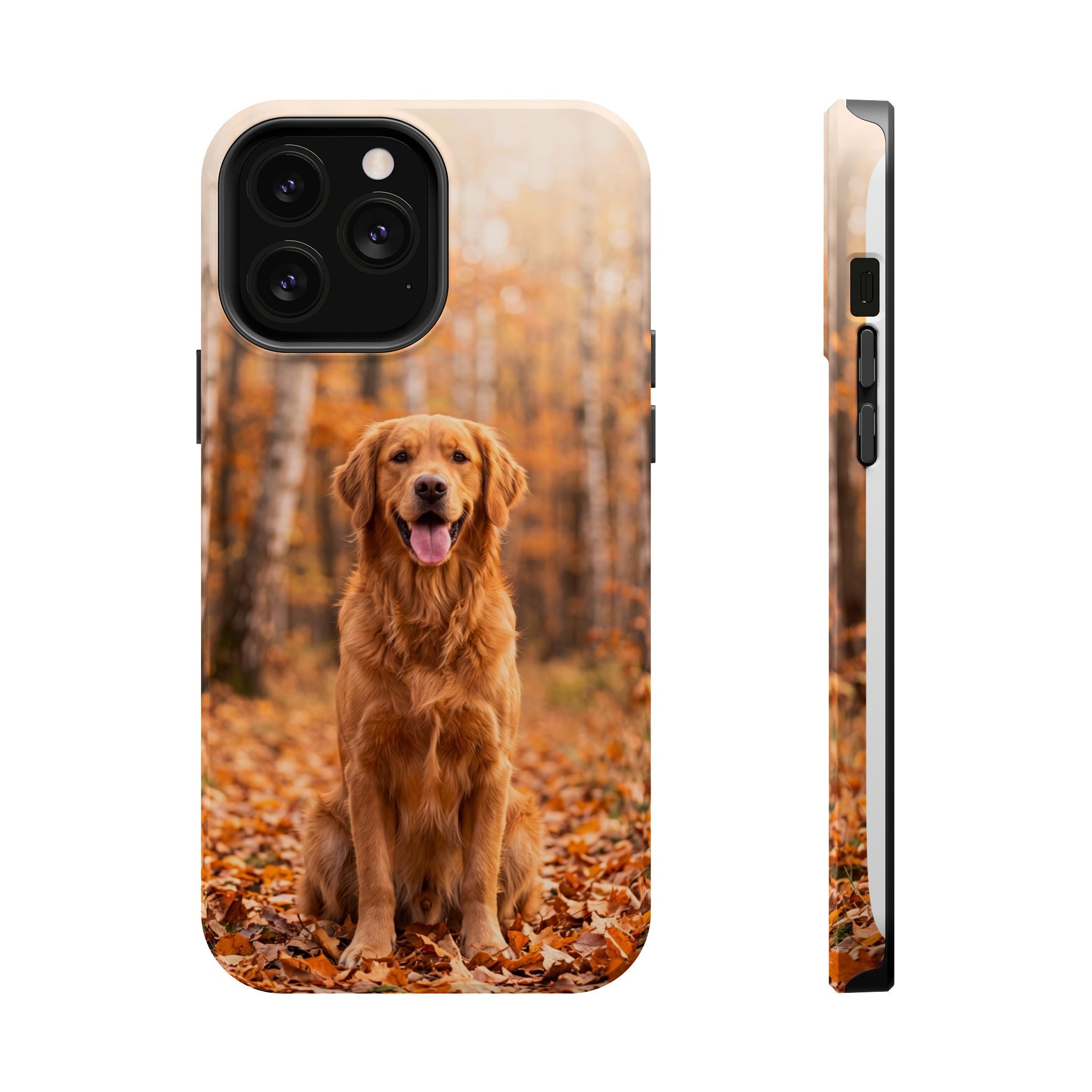 Autumn Golden Retriever Phone Case — Impact-Resistant Wireless Charging Cover