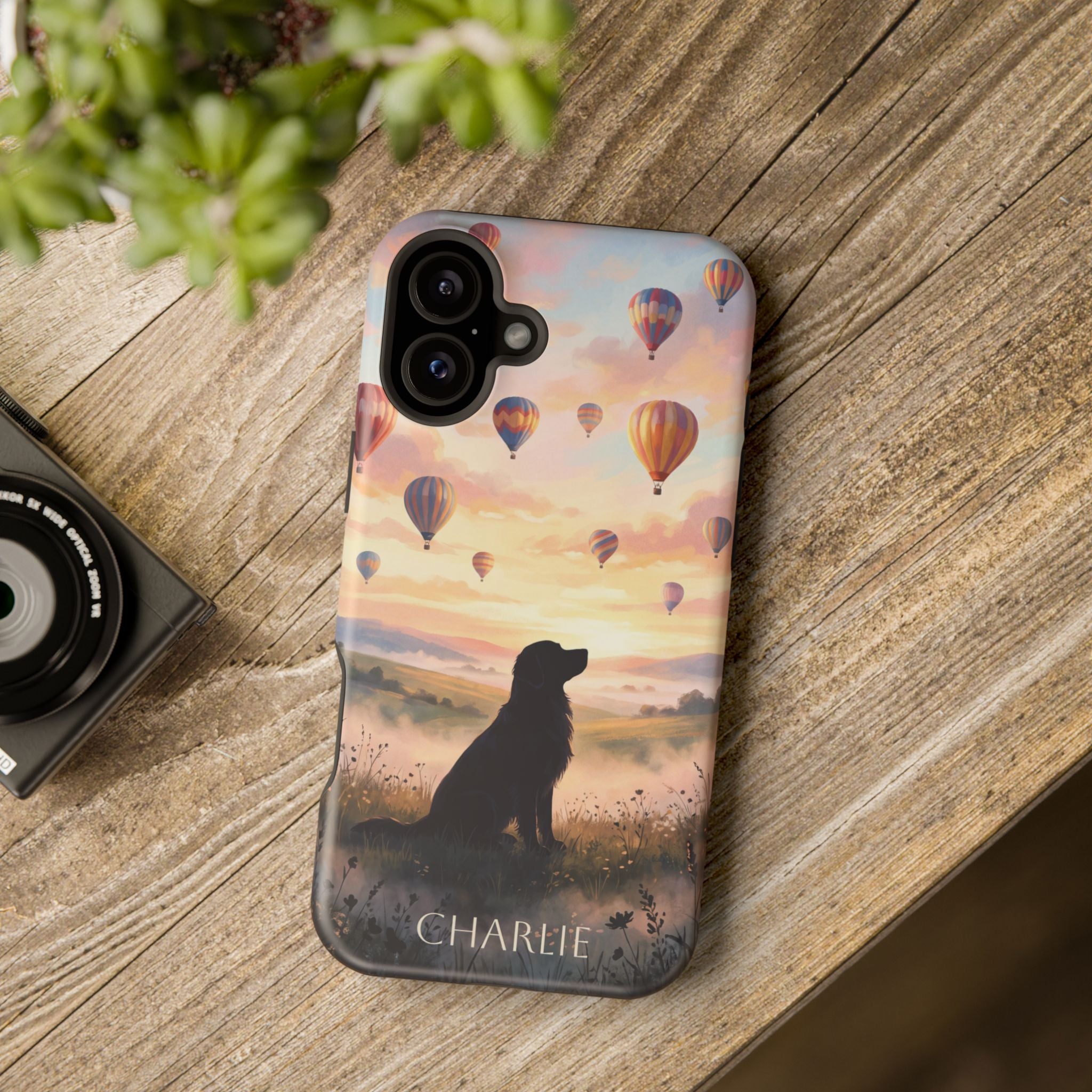 Personalized Golden Retriever Hot Air Balloon Phone Case — Wireless Charging Cover