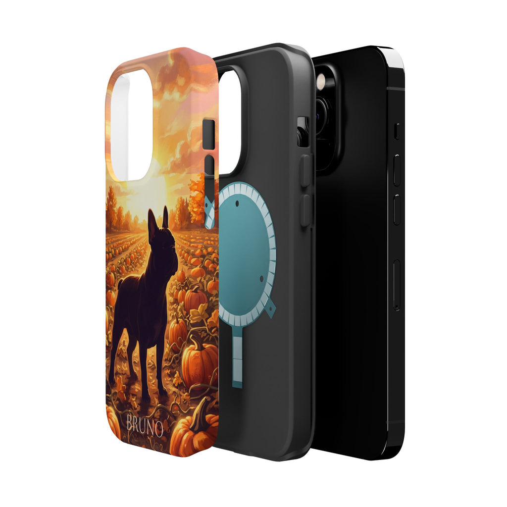 Personalized French Bulldog Pumpkin Patch Phone Case — Wireless Charging Cover